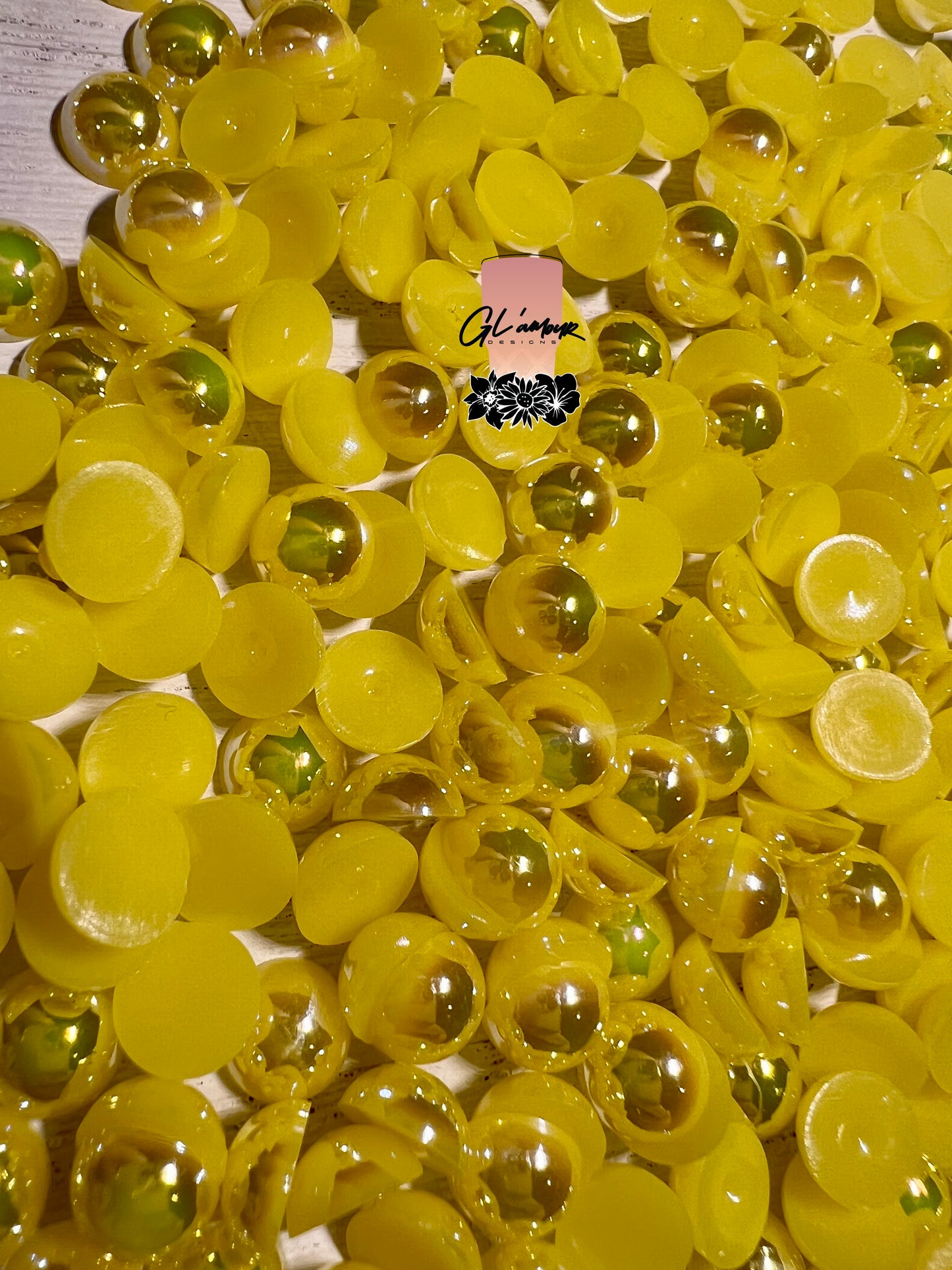 Citrine AB Half Flat Back Pearls sizes 3mm-8mm