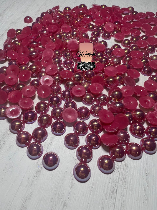 Dark Rose AB Half Flat Back Pearls sizes 3mm-8mm