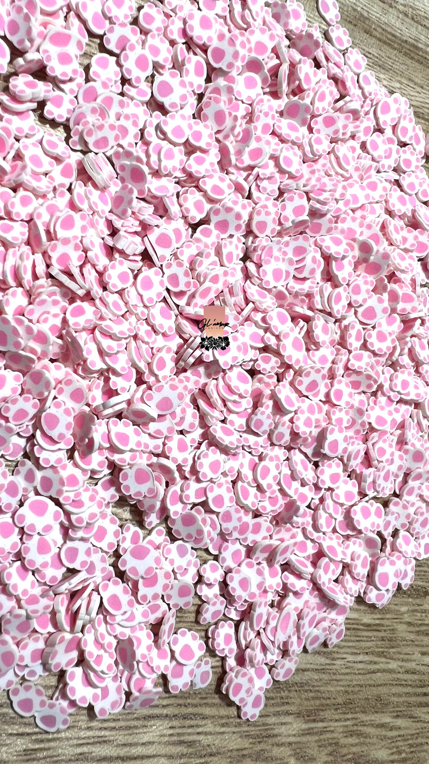 Dog Paw Pink & White Polymer Slices - 5mm Small