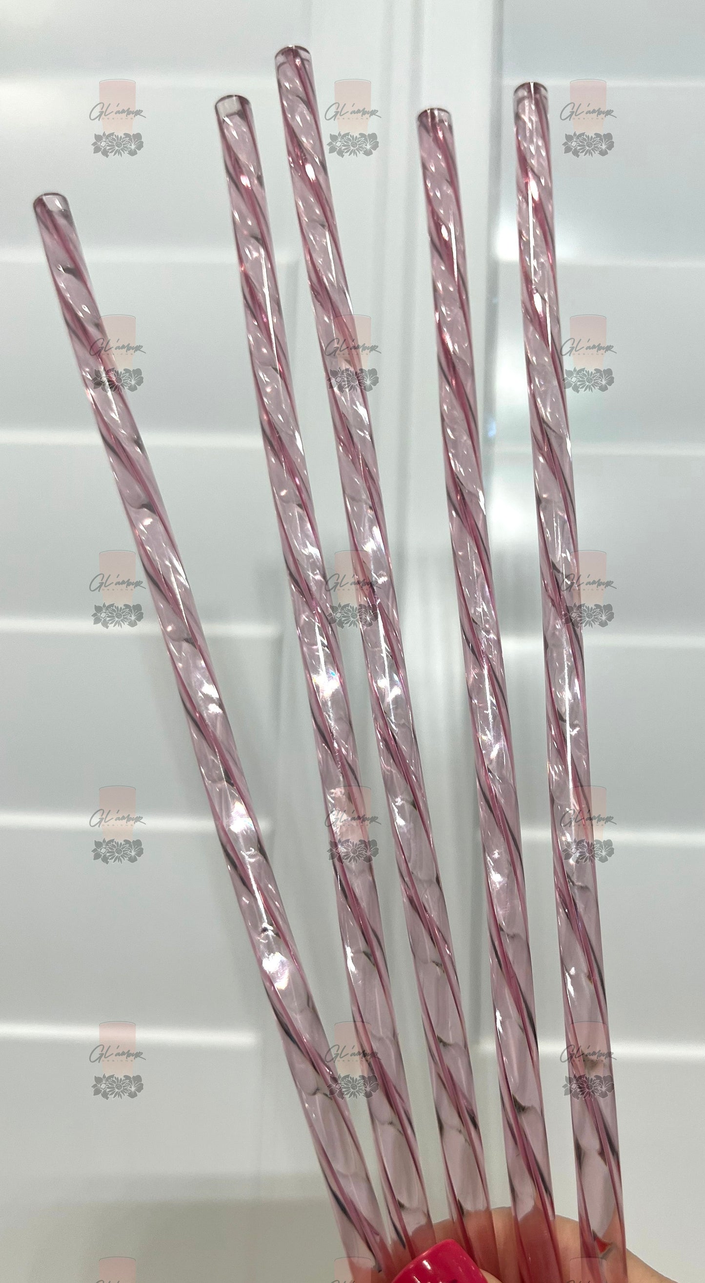 Pink Swirl Crystal Straw