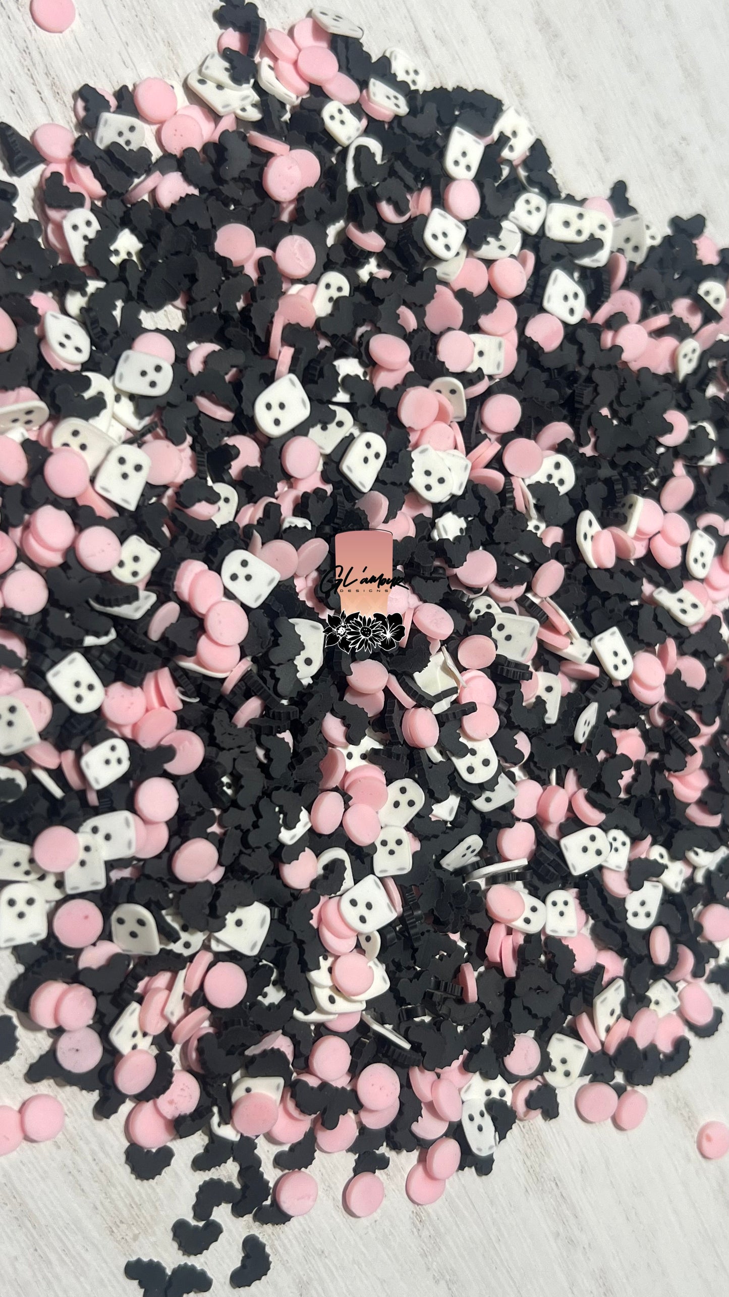 Ghost and Bats Pink Party Polymer Slices -small 5mm