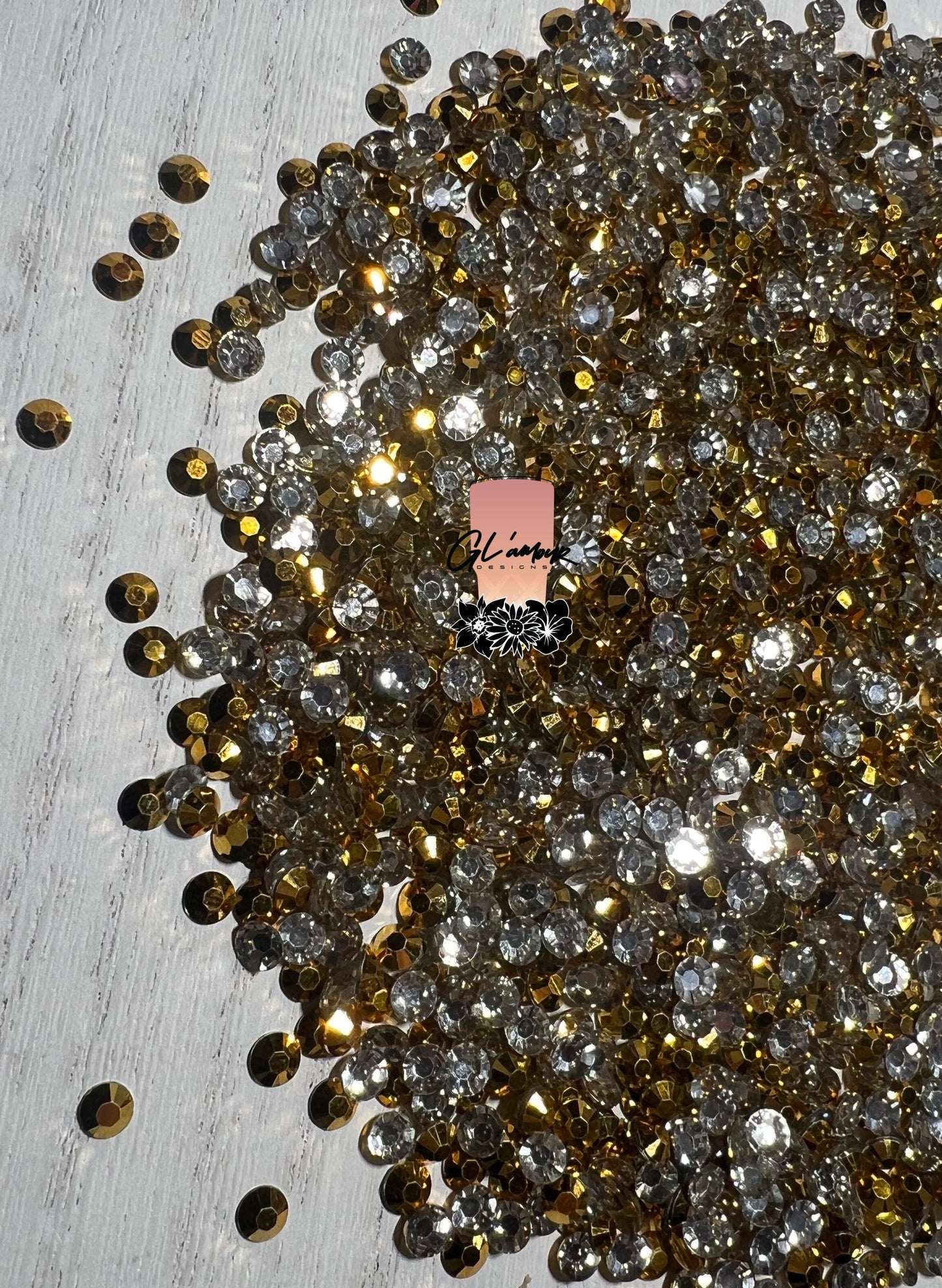 Gold Resin Rhinestones - 1000 pcs