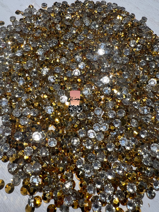 Gold Resin Rhinestones - 1000 pcs