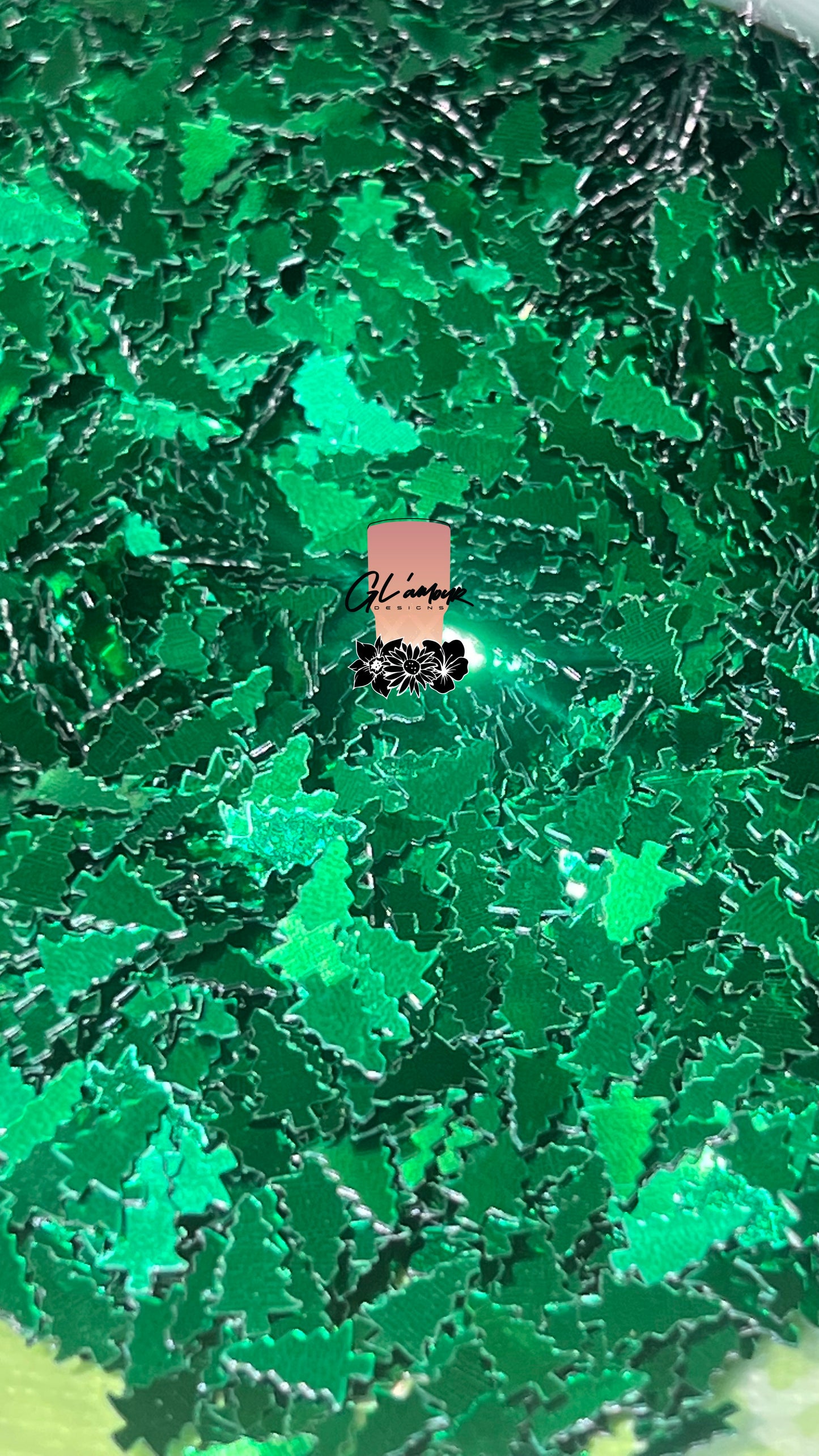 Green Christmas Tree Shape Chunky Glitter