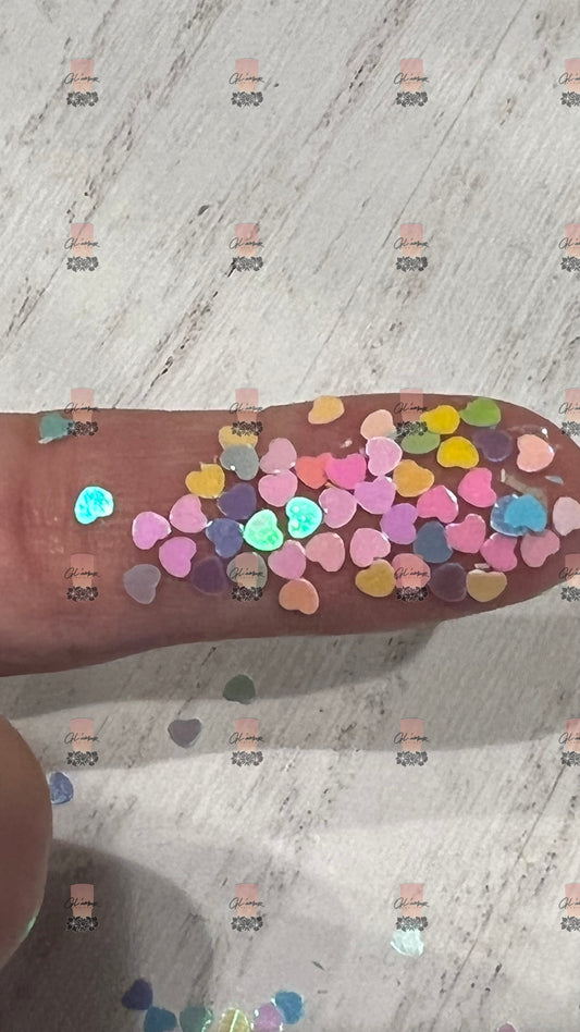 Multi-Colored Heart Glitter