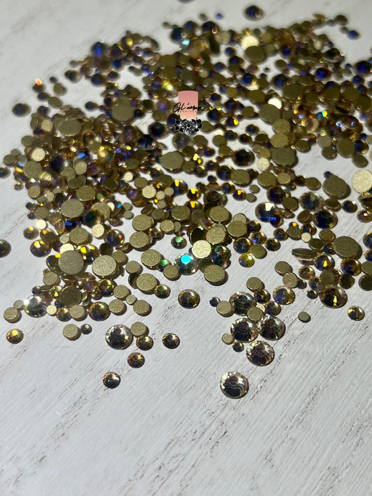 Antique Gold Glass Rhinestones - 1440pcs per bag