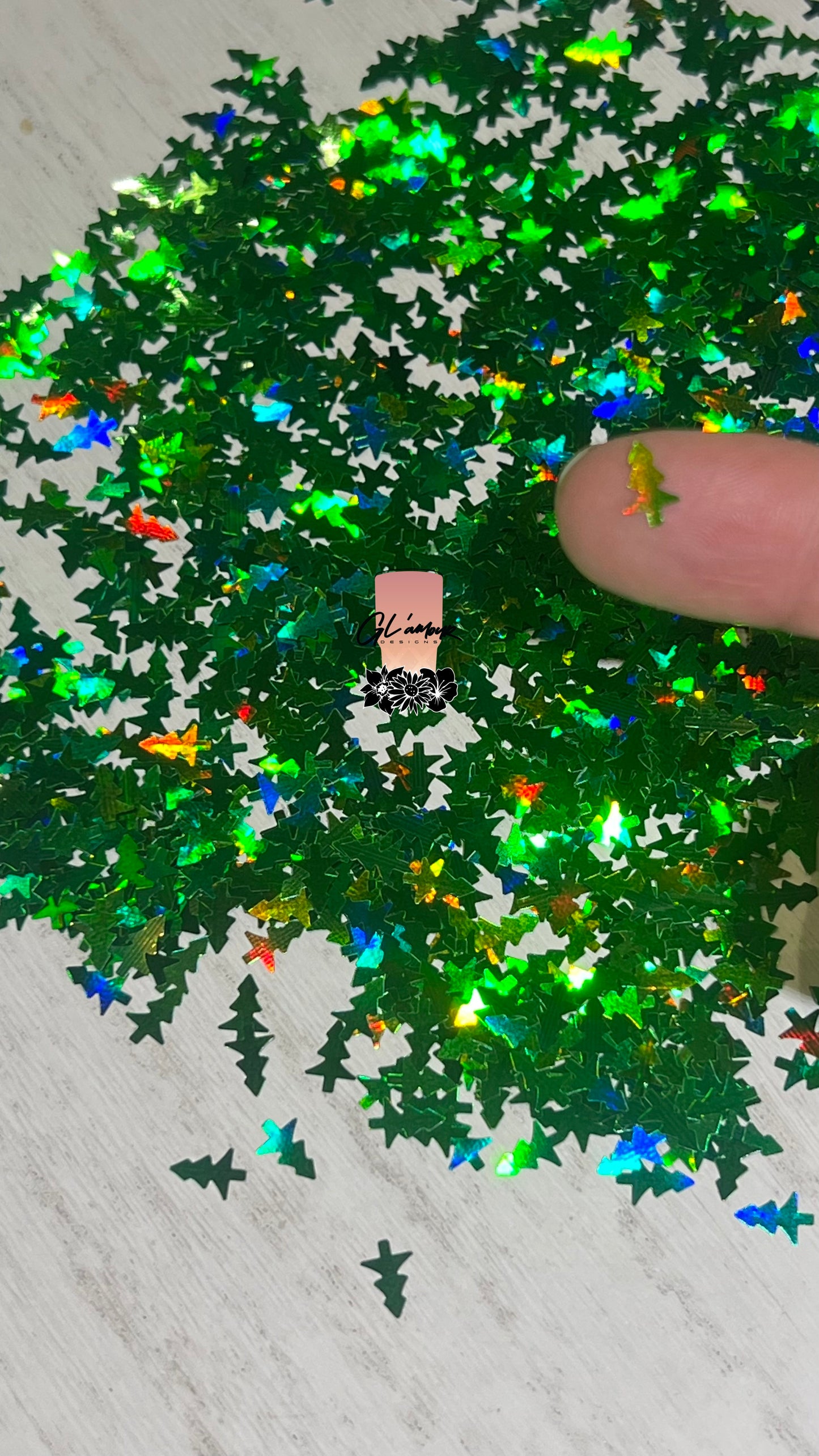 Green Holographic Christmas Tree Shape Chunky Glitter