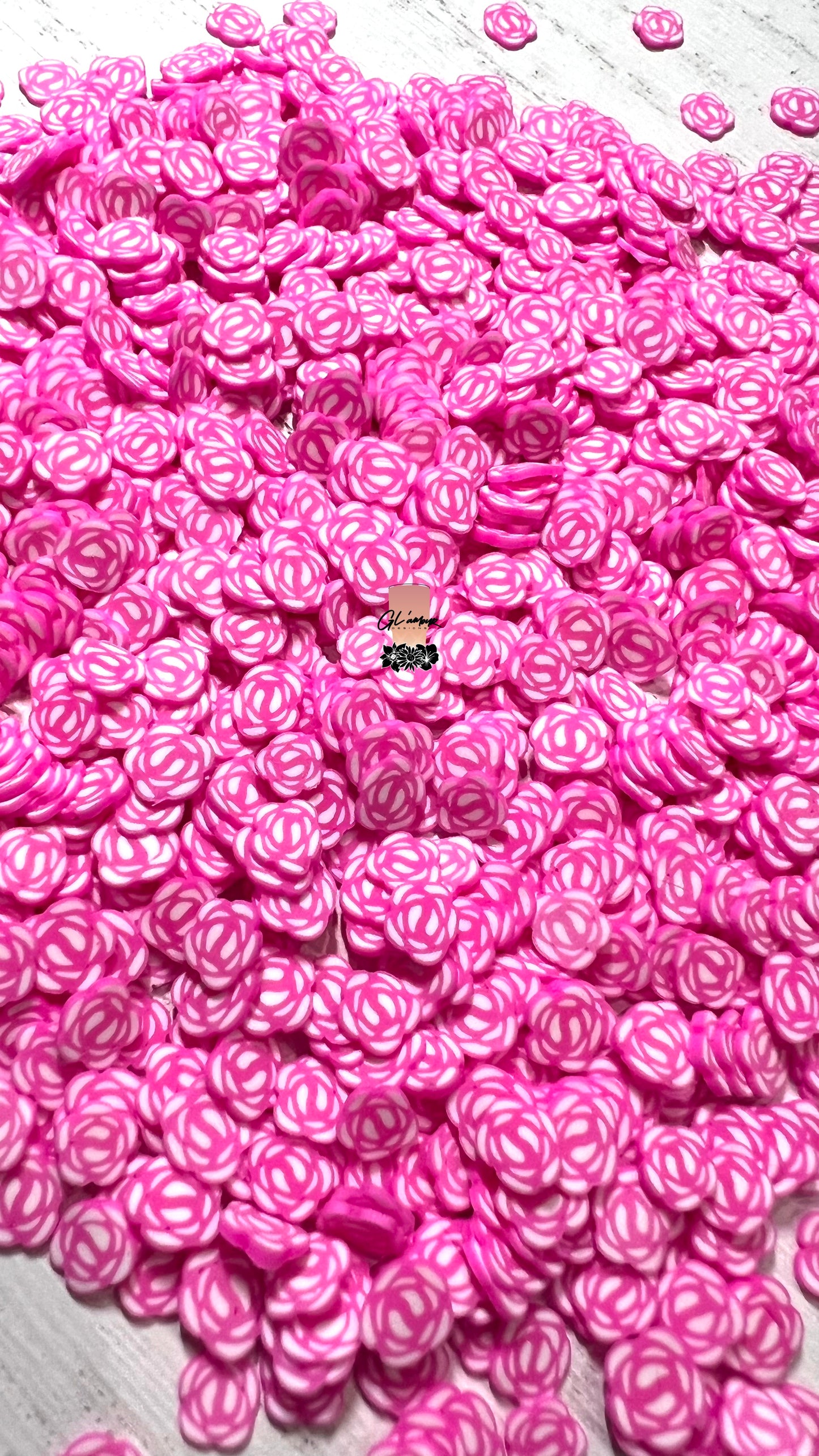Hot Pink Rose Polymer Slices - 5mm Small