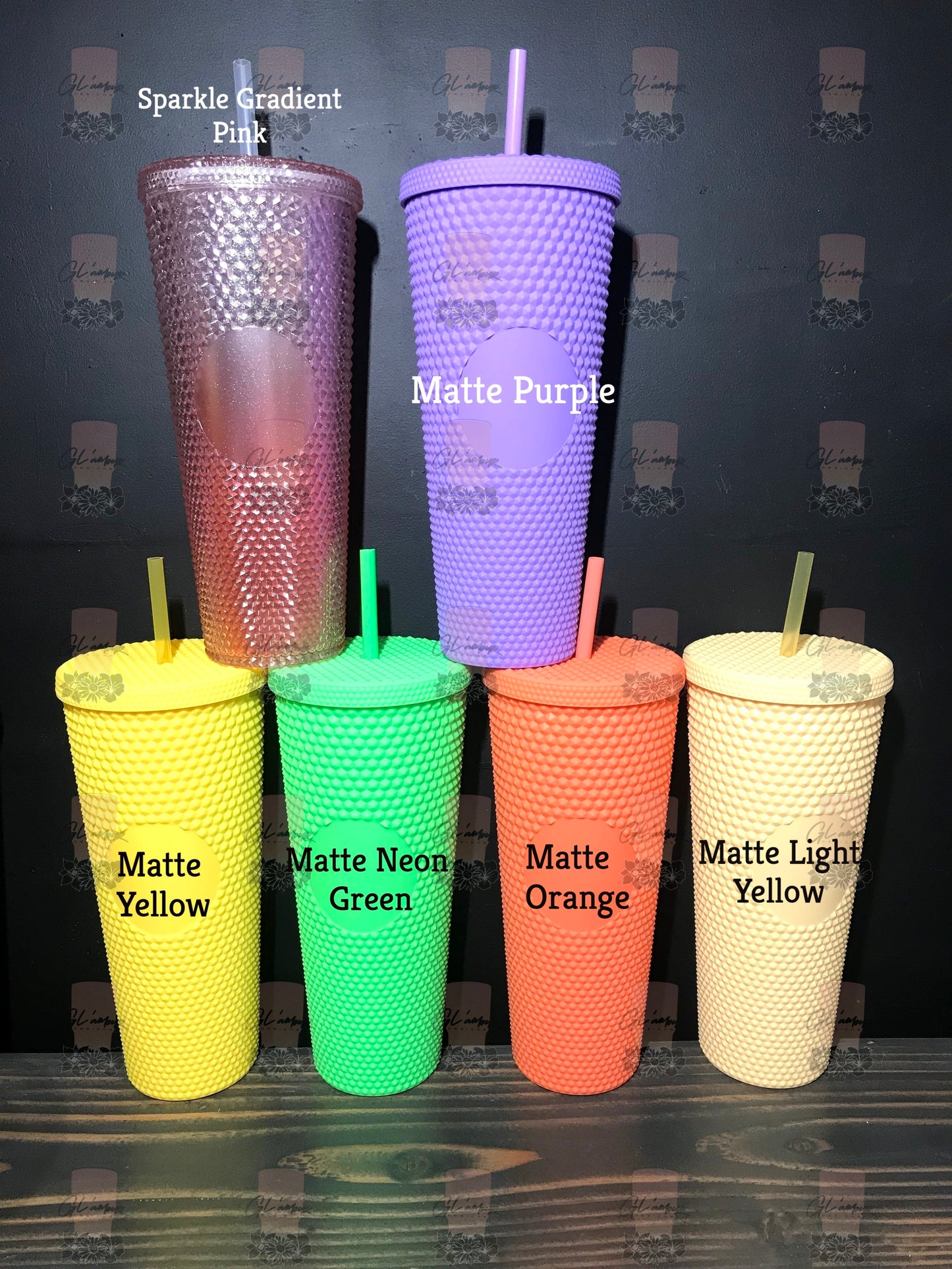Starbucks Soft Touch Bling Gradient Studded Tumbler 24 Oz Black Gray Yellow  Green Purple Pink Green Powder Ziqing Inspired by You.