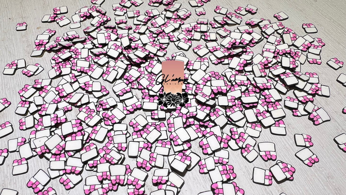 Pink and White Present Polymer Slices - 5mm Small