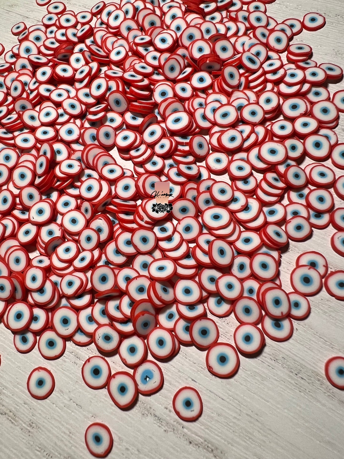 5mm Cherry Red Ojo (Eyeball) Polymer Slices -small