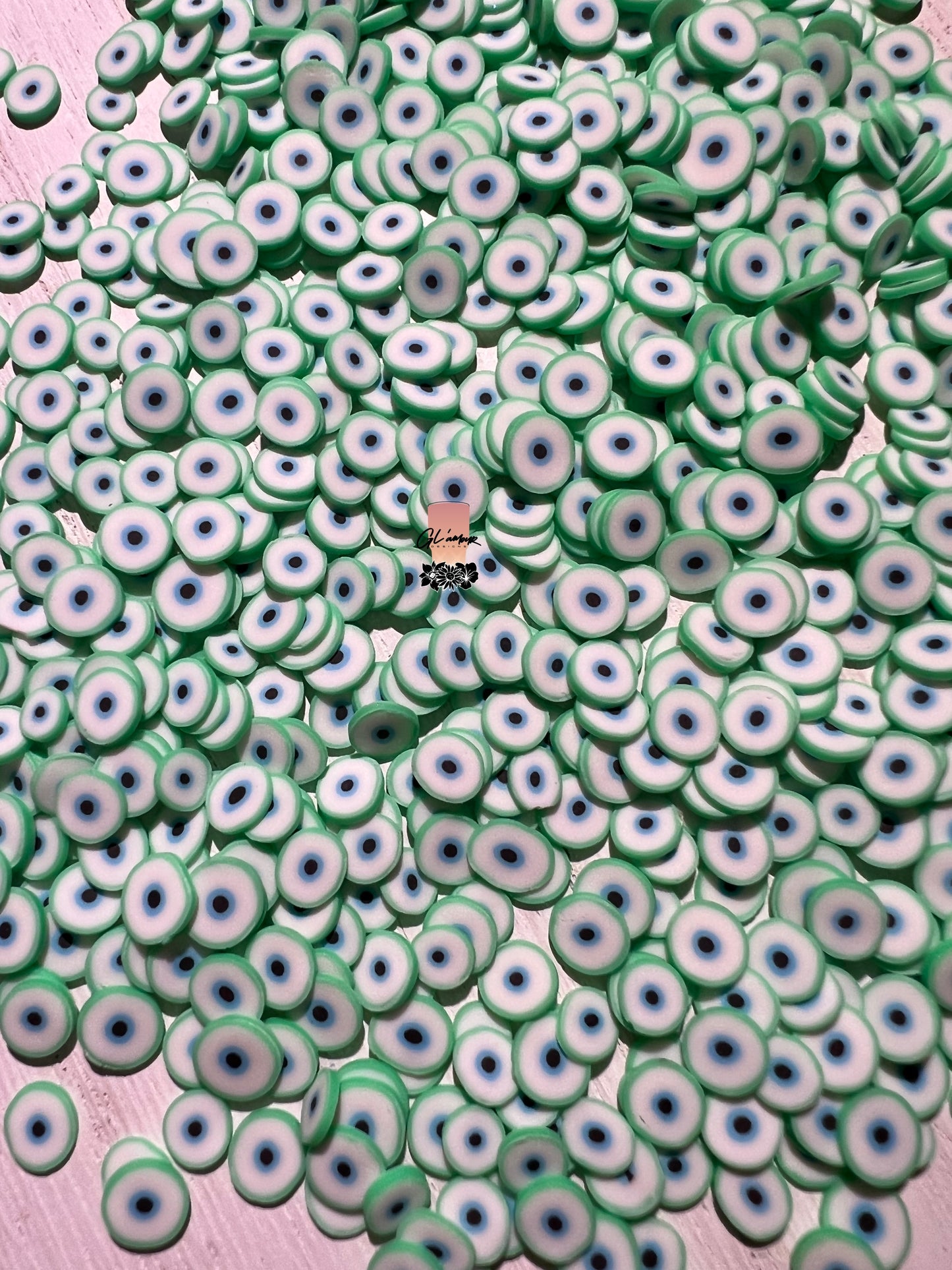 5mm Green Ojo (Eyeball) Polymer Slices -small