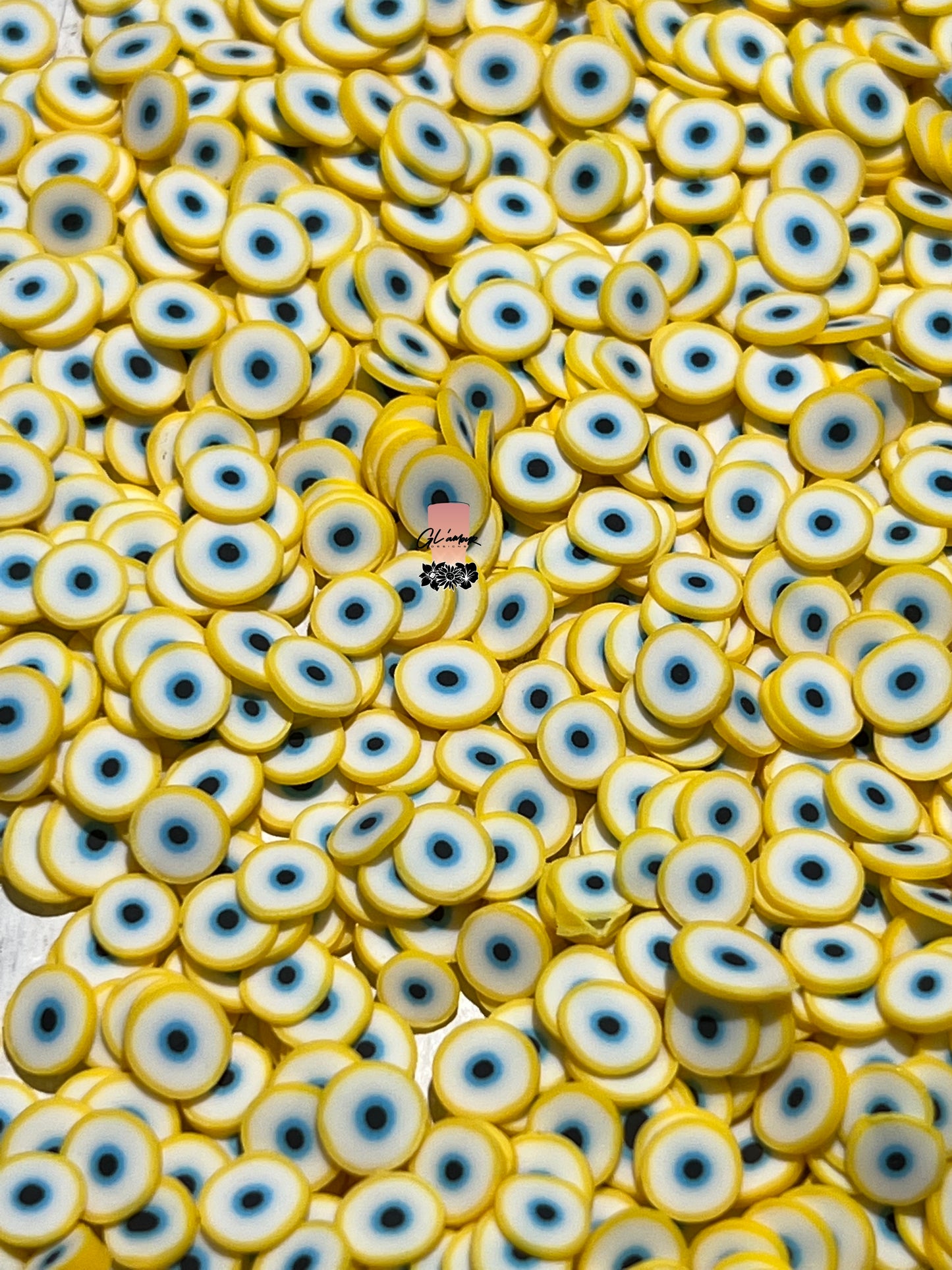 5mm Yellow Ojo (Eyeball) Polymer Slices -small