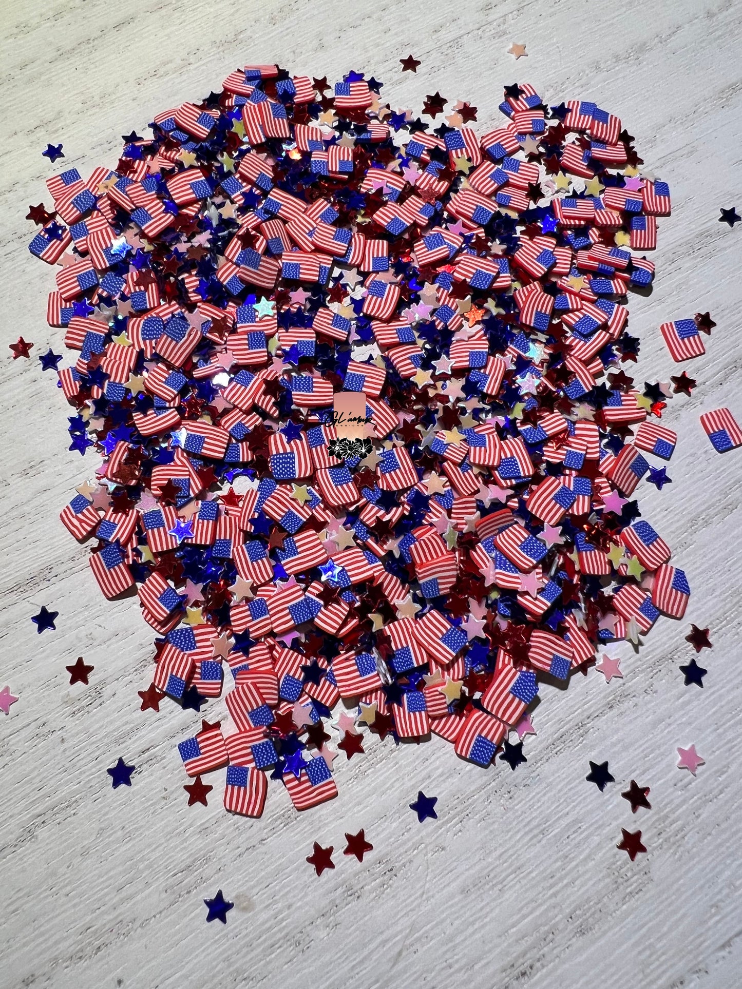 5mm U.S.A Flag Mix Polymer Slices -small