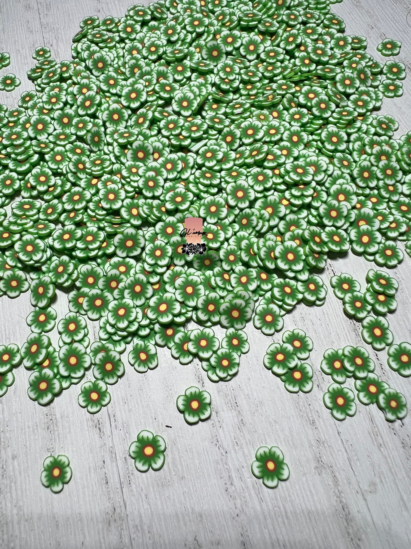 5mm Green Flower Polymer Slices