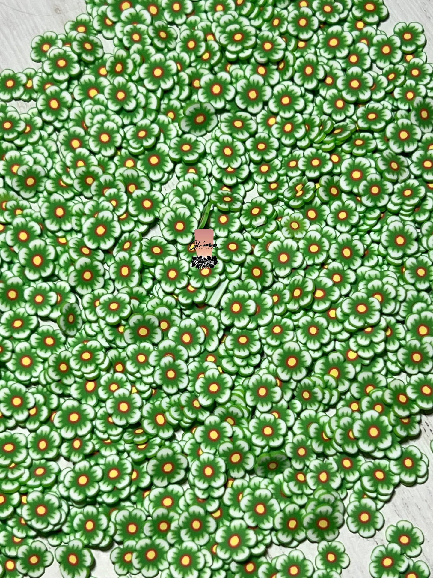 5mm Green Flower Polymer Slices