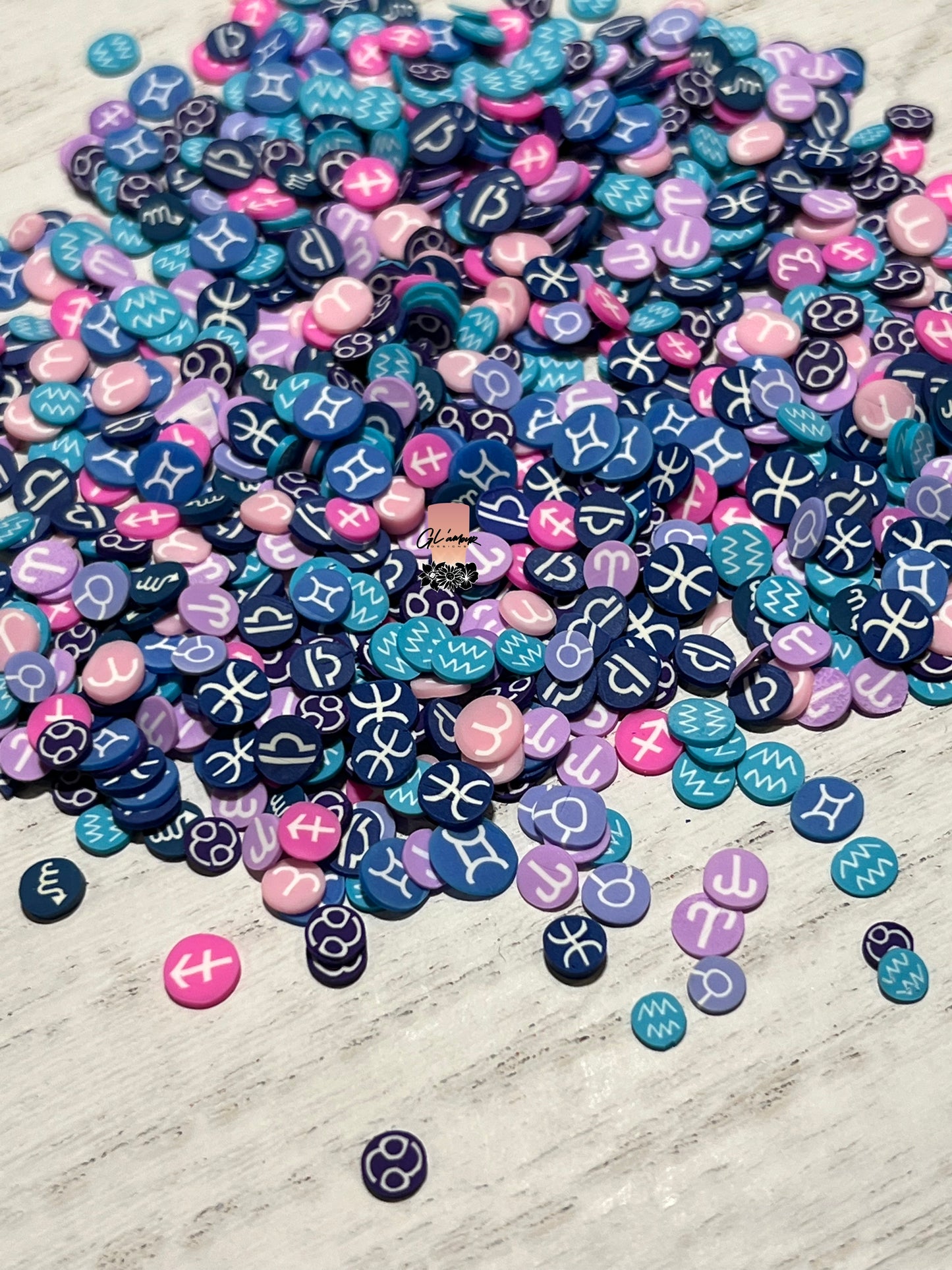 5mm Zodiac Mix Polymer Slices -small