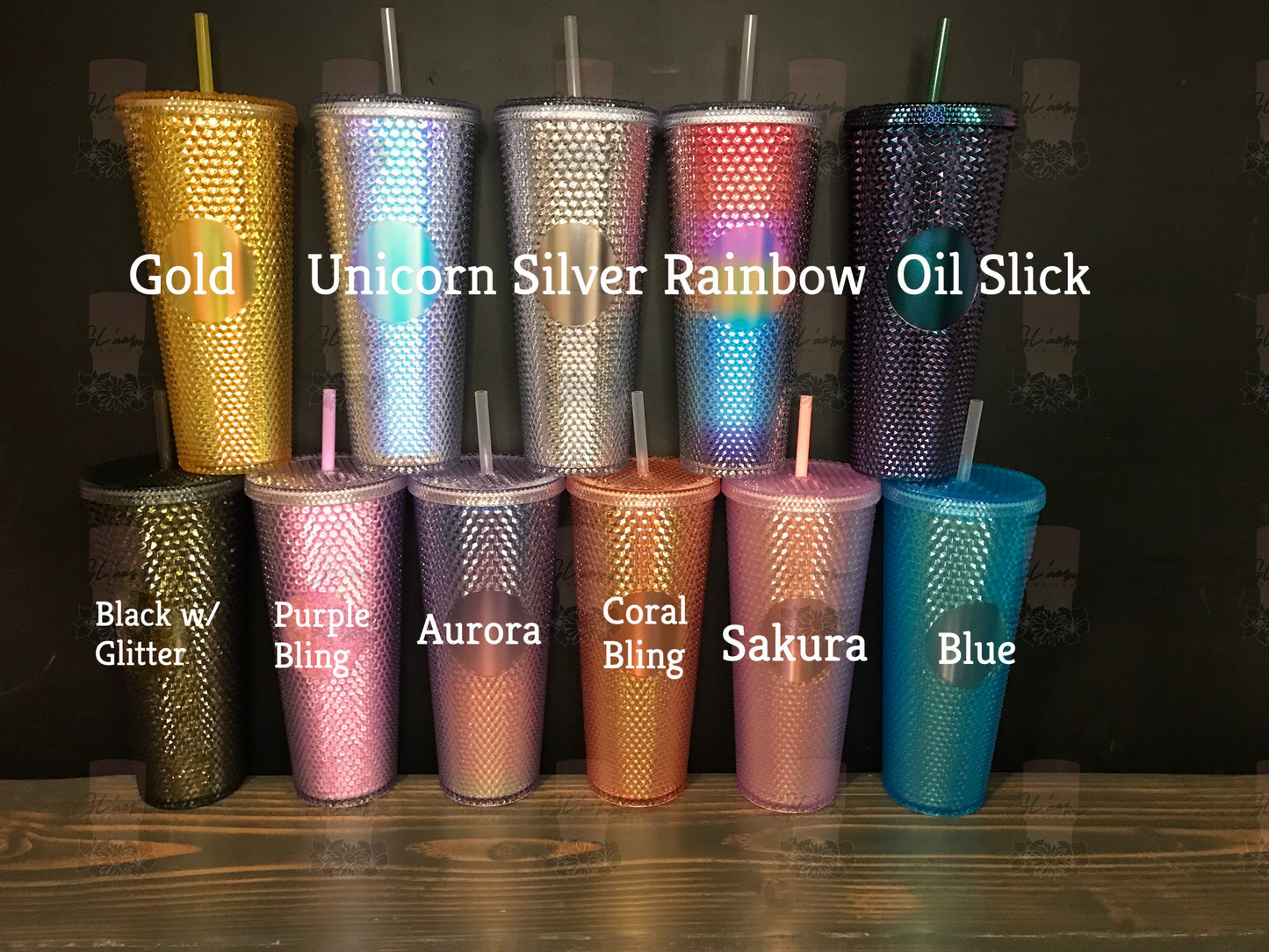 24oz Studded Tumbler w/ Lid & Straw Rainbow