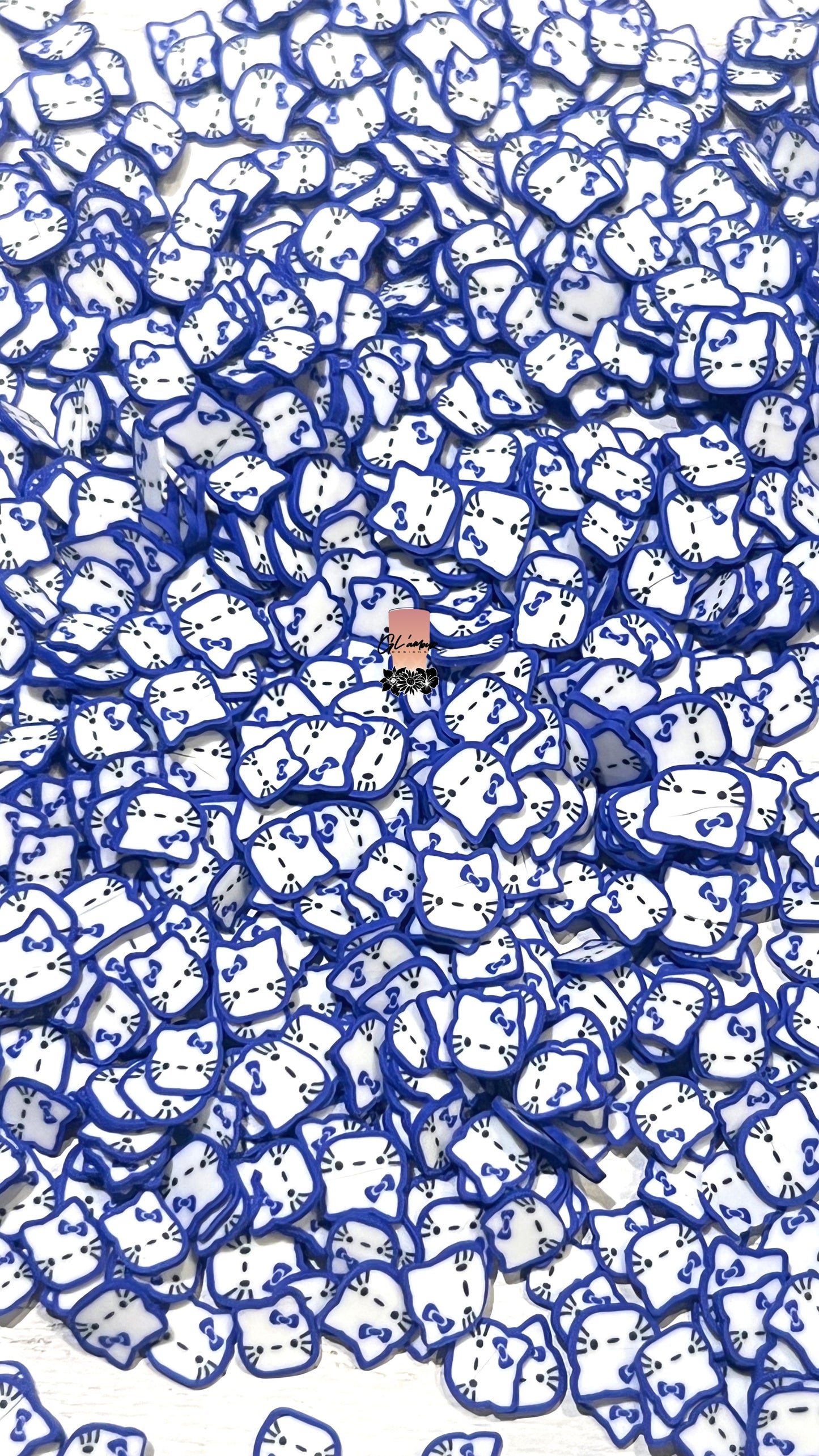 Kitty in Blue Polymer Slices - 5mm Small