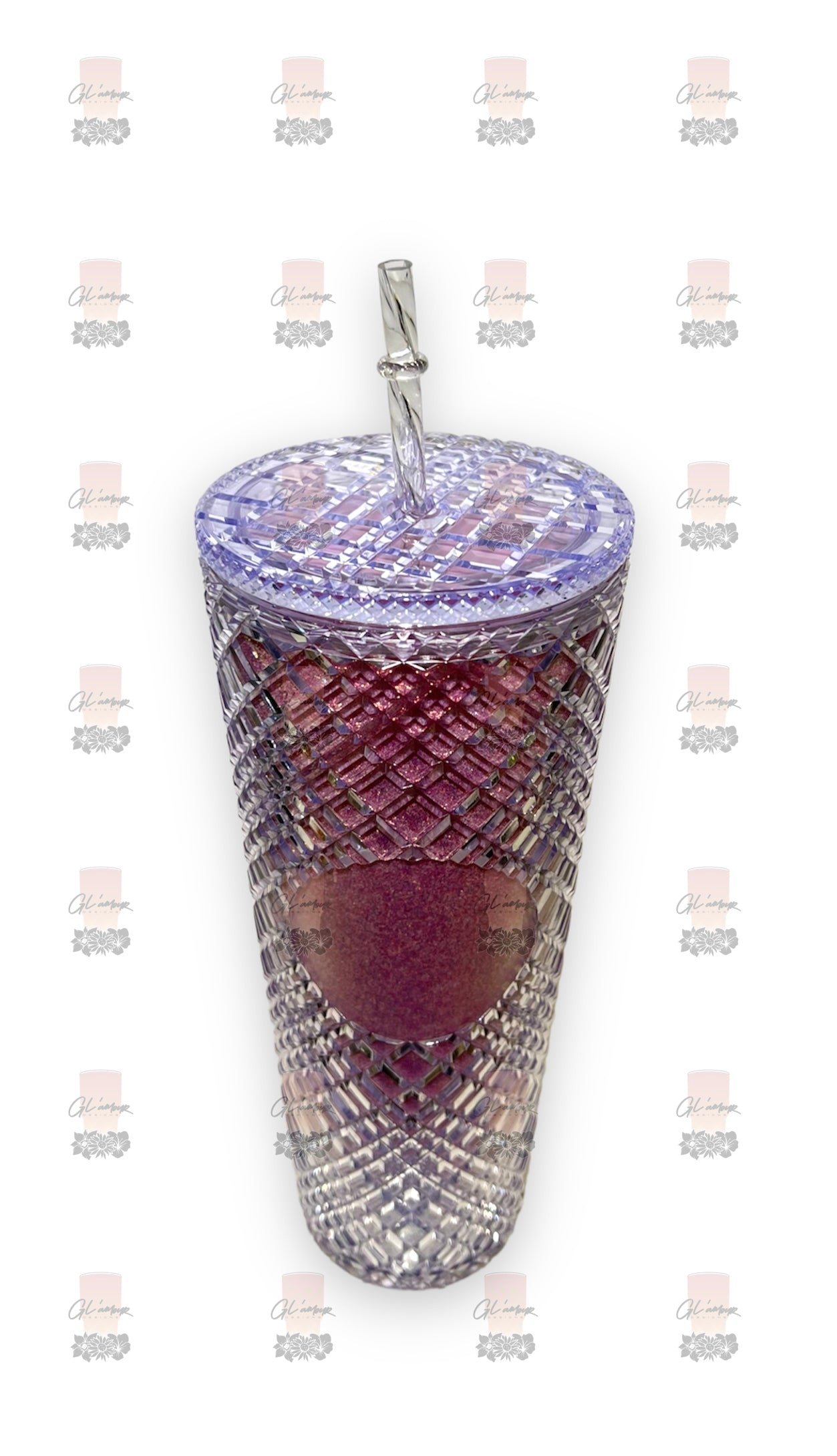 Ombre Pink/White Glitter Jewel 24 oz