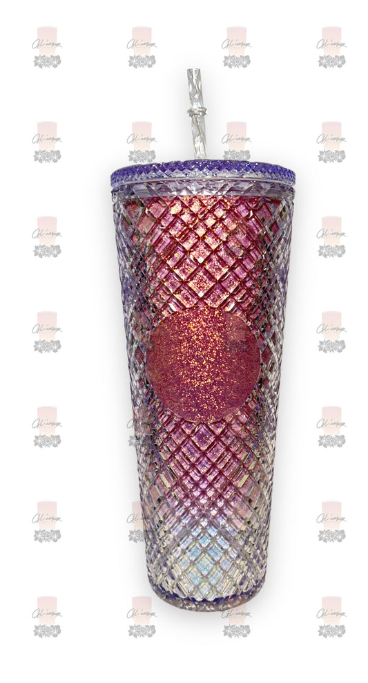 Ombre Pink/White Glitter Jewel 24 oz