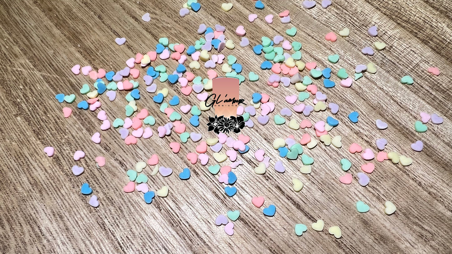 Pastel Heart Mix Polymer Slices- 5mm Small
