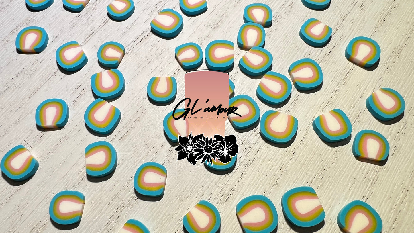 Pastel Rainbow Polymer Slices- 10mm Large
