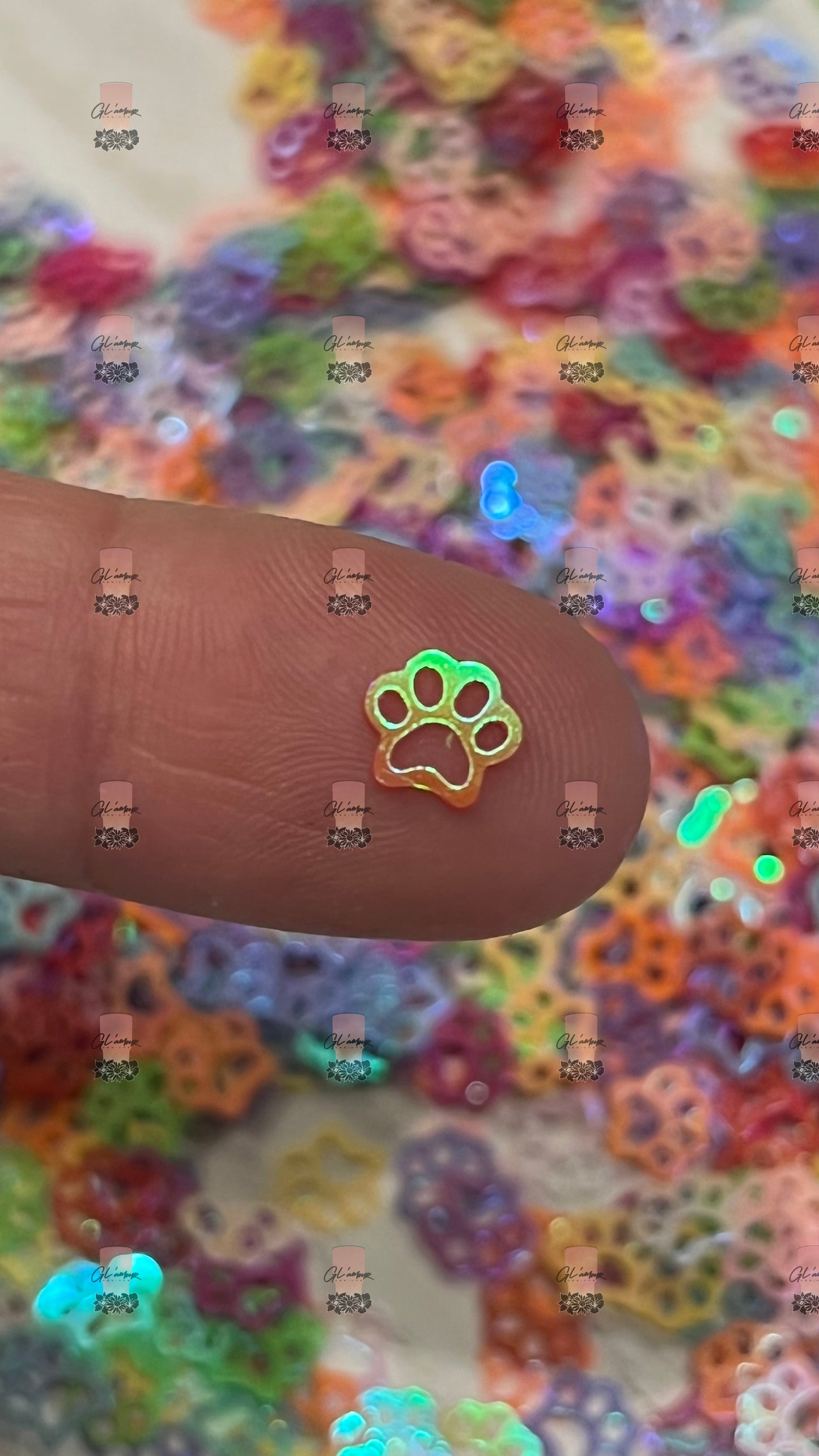 Dog Paw Shape Multi-Colored Glitter