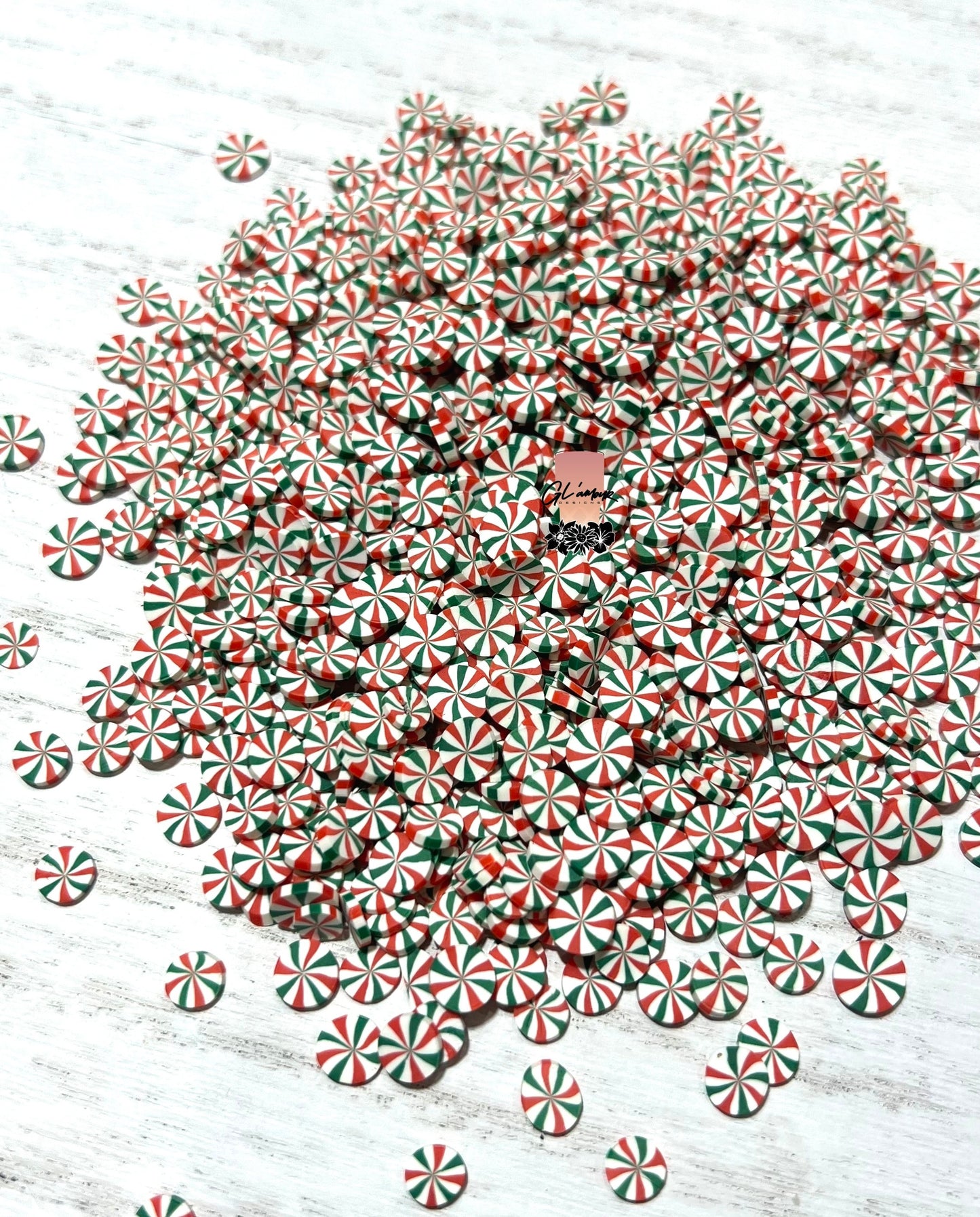 Peppermint Swirl Polymer Slices - 5mm Small