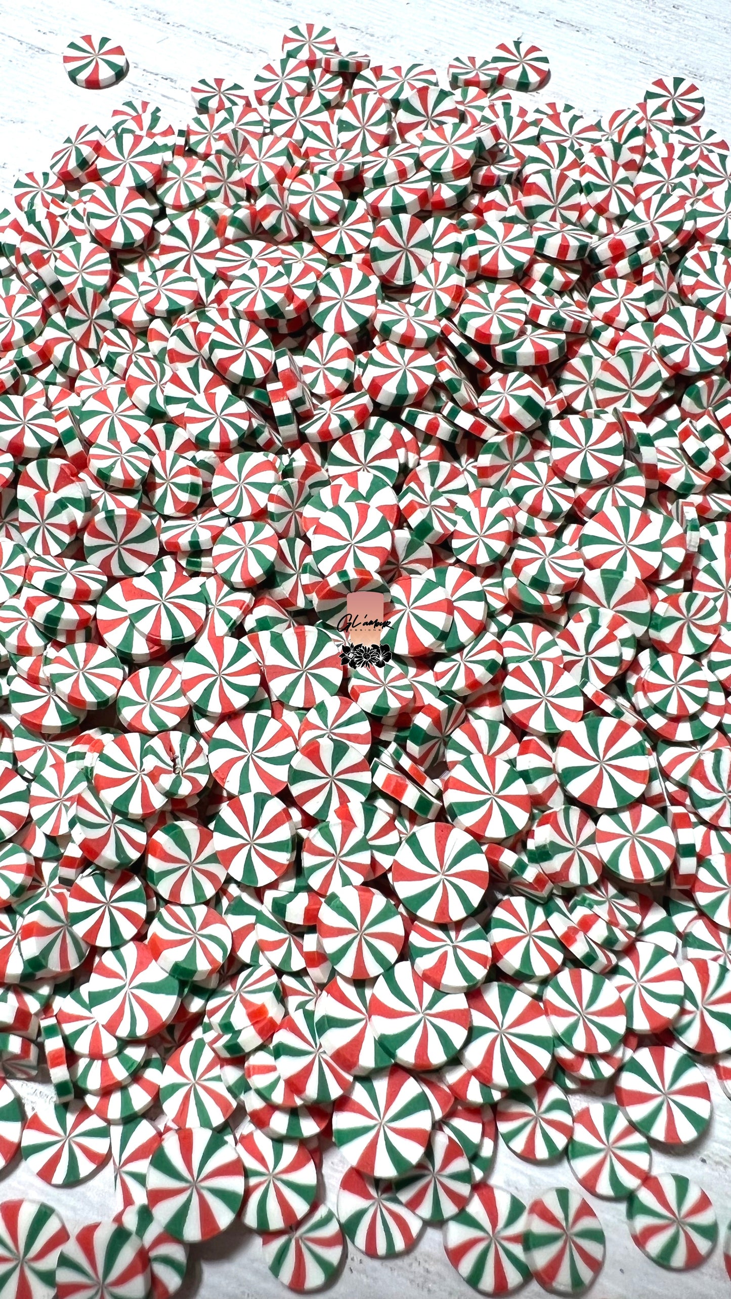 Peppermint Swirl Polymer Slices - 5mm Small