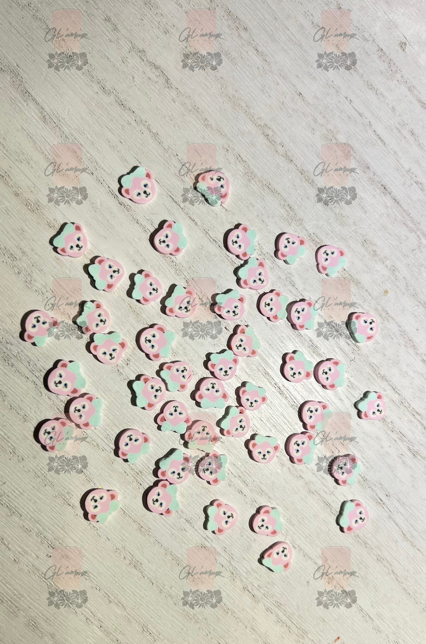 Pink Bear W/ Bow Polymer Slices- 10mm Large
