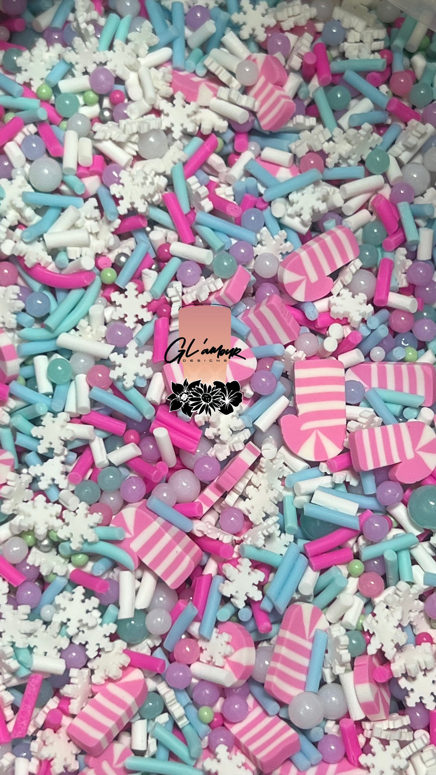 Pink Candy Cane Mix Polymer Slices- 5mm Small