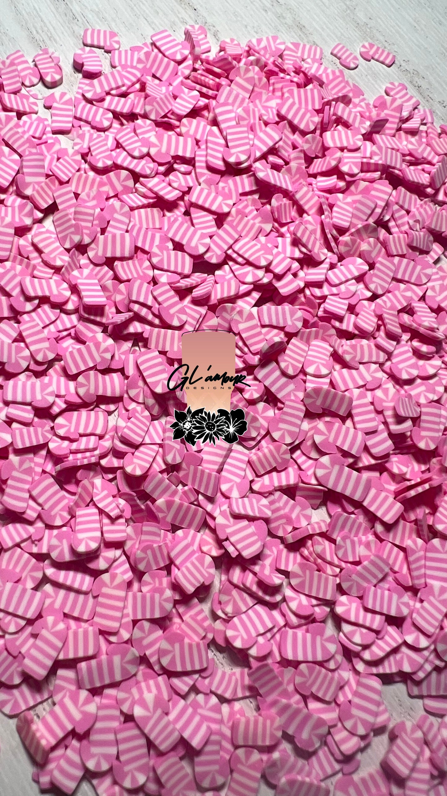 Pink Candy Cane Polymer Slices- 5mm Small