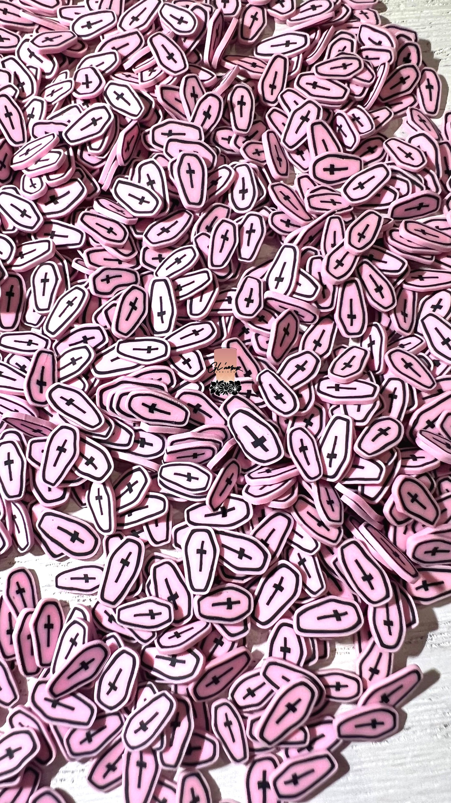 Pink Coffin Polymer Slices - 5mm Small