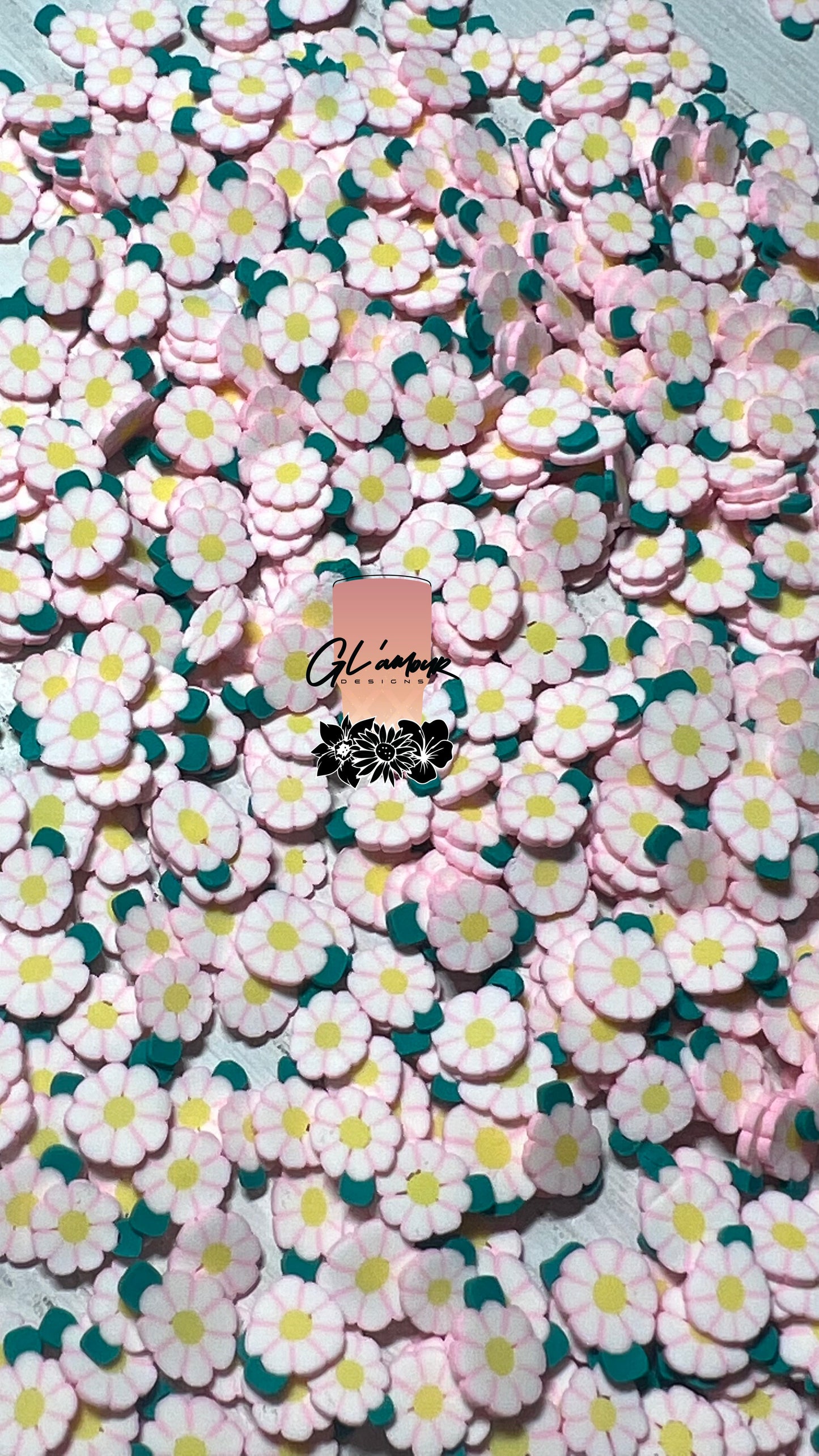 Pink Flower Polymer Slices- 5mm Small