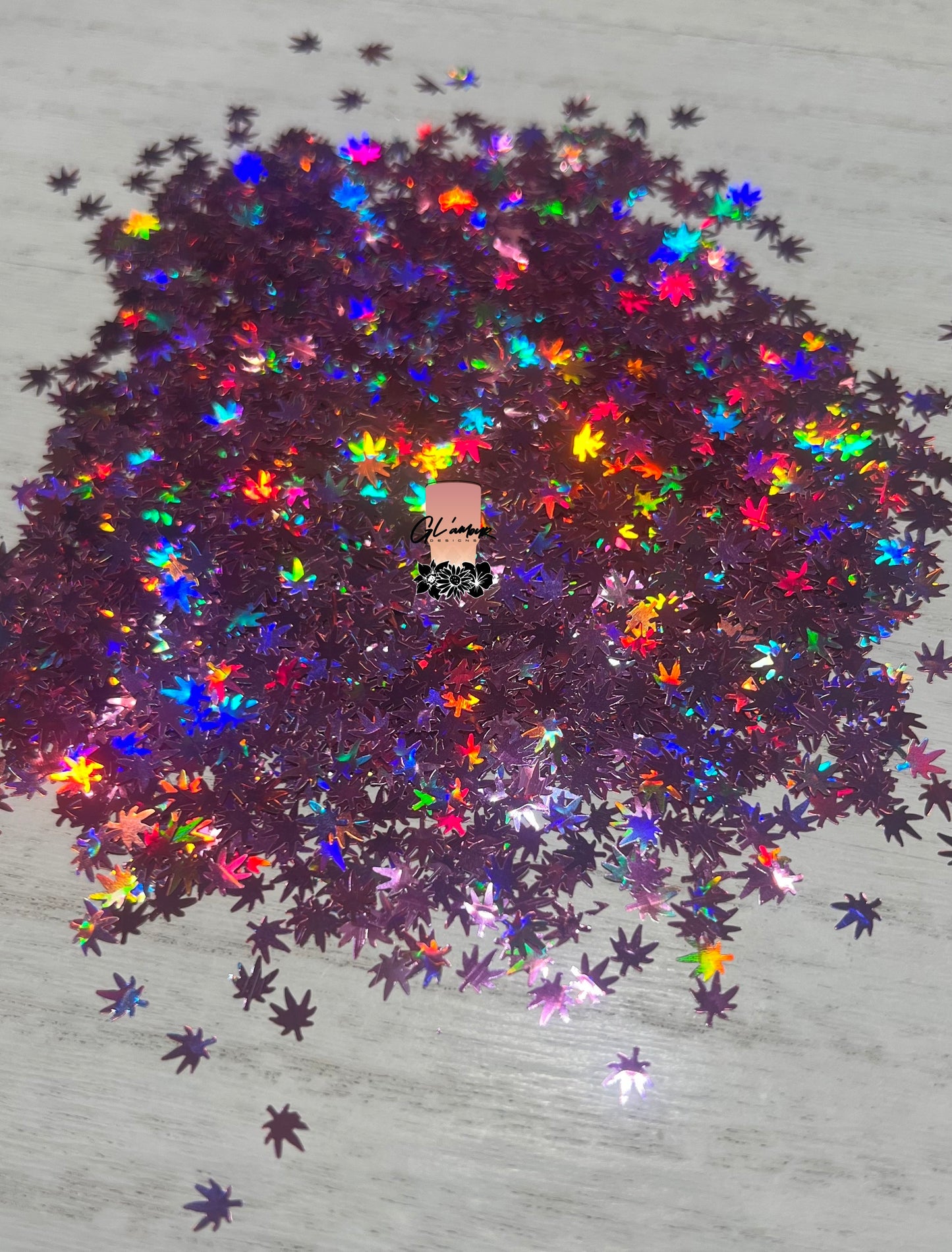 Pink Holographic Marijuana Shape Chunky Glitter