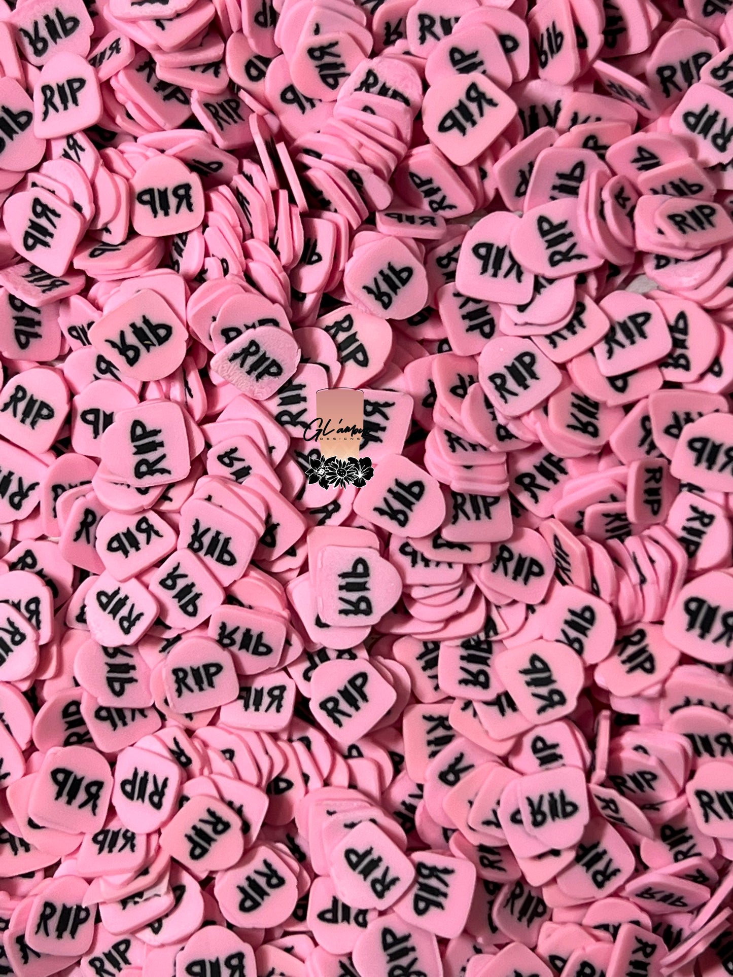RIP Pink & Black Polymer Slices -small 5mm