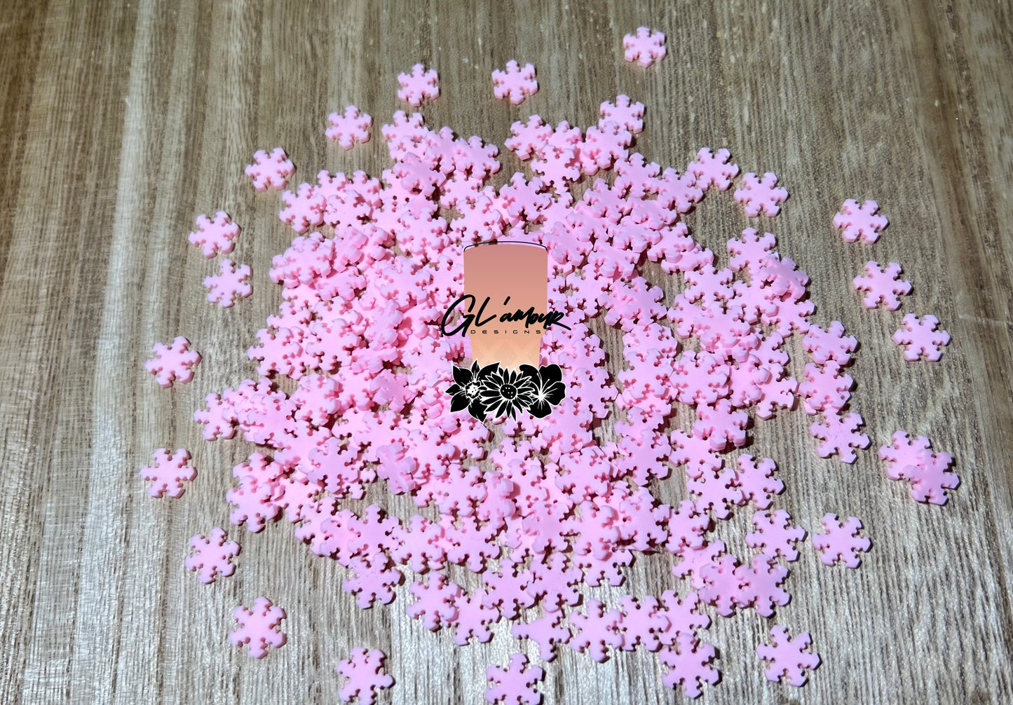 Pink Snowflake Polymer Slices- 5mm Small