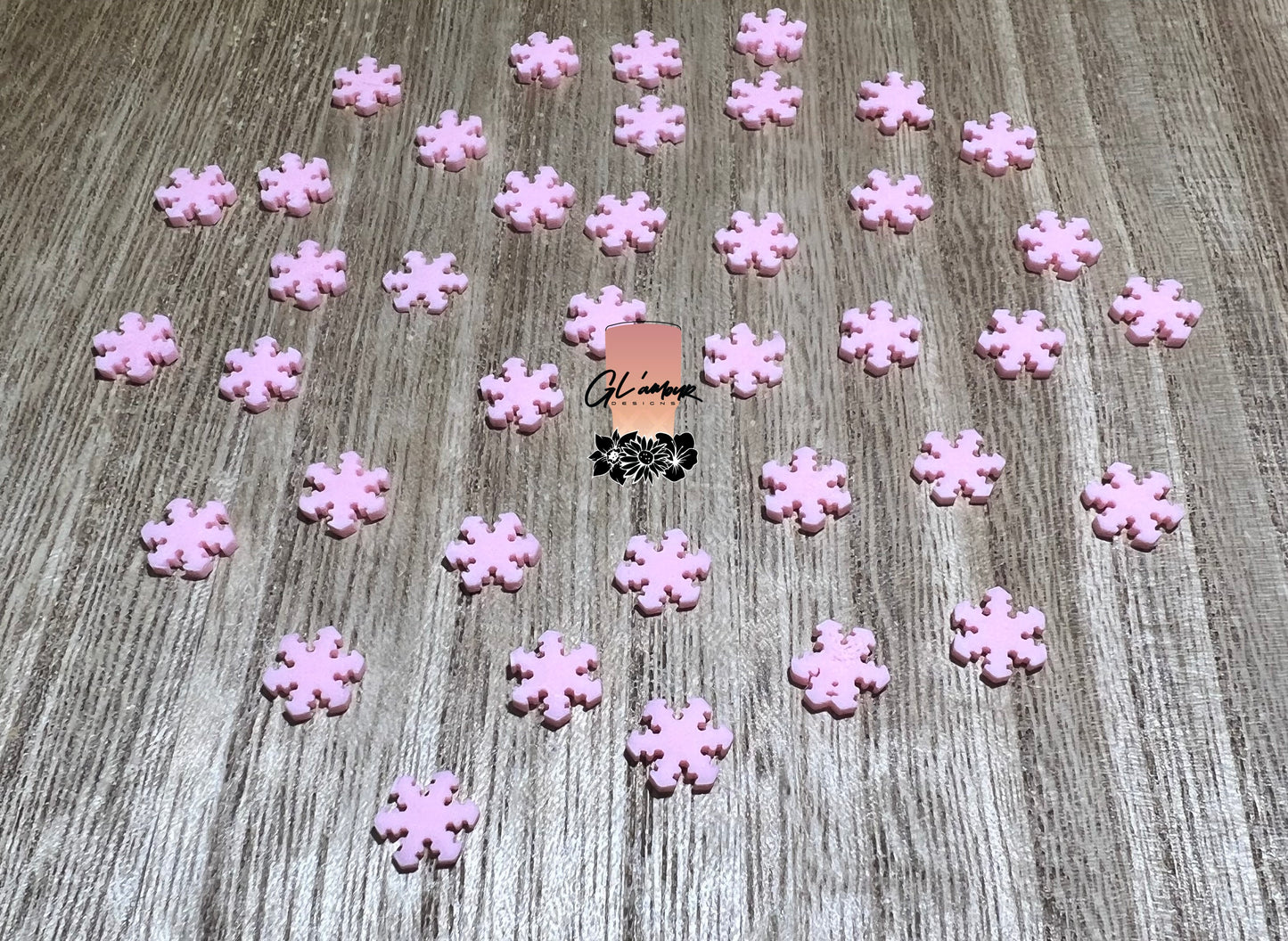 Pink Snowflake Polymer Slices- 10mm Large