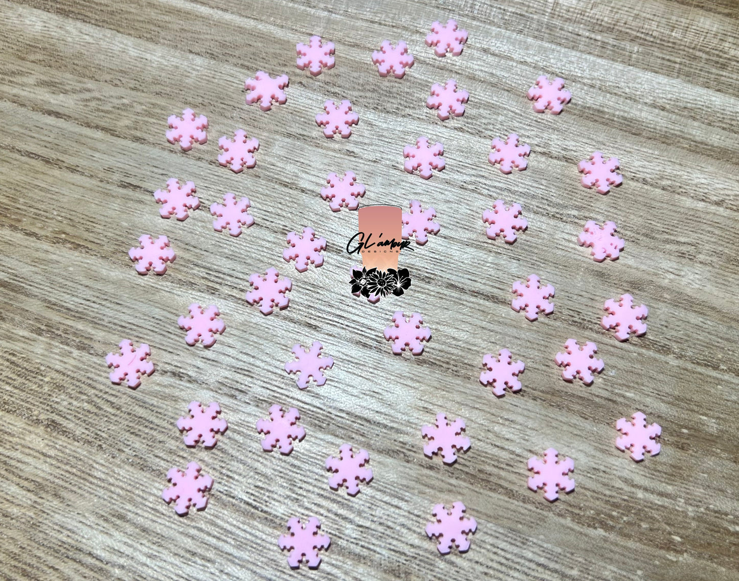 Pink Snowflake Polymer Slices- 10mm Large