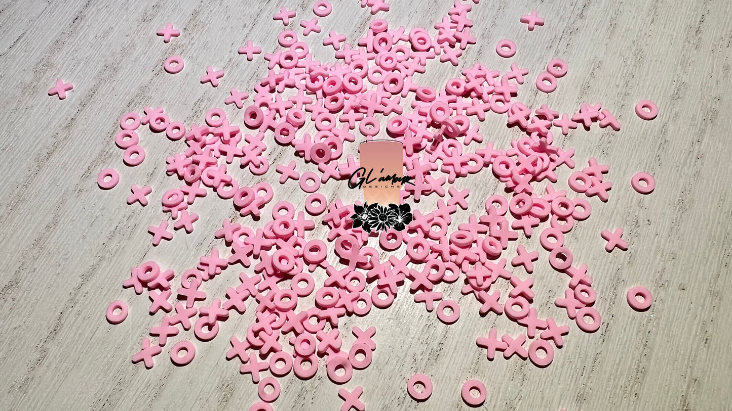 Pink X's and O's Polymer Slices - 5mm Small
