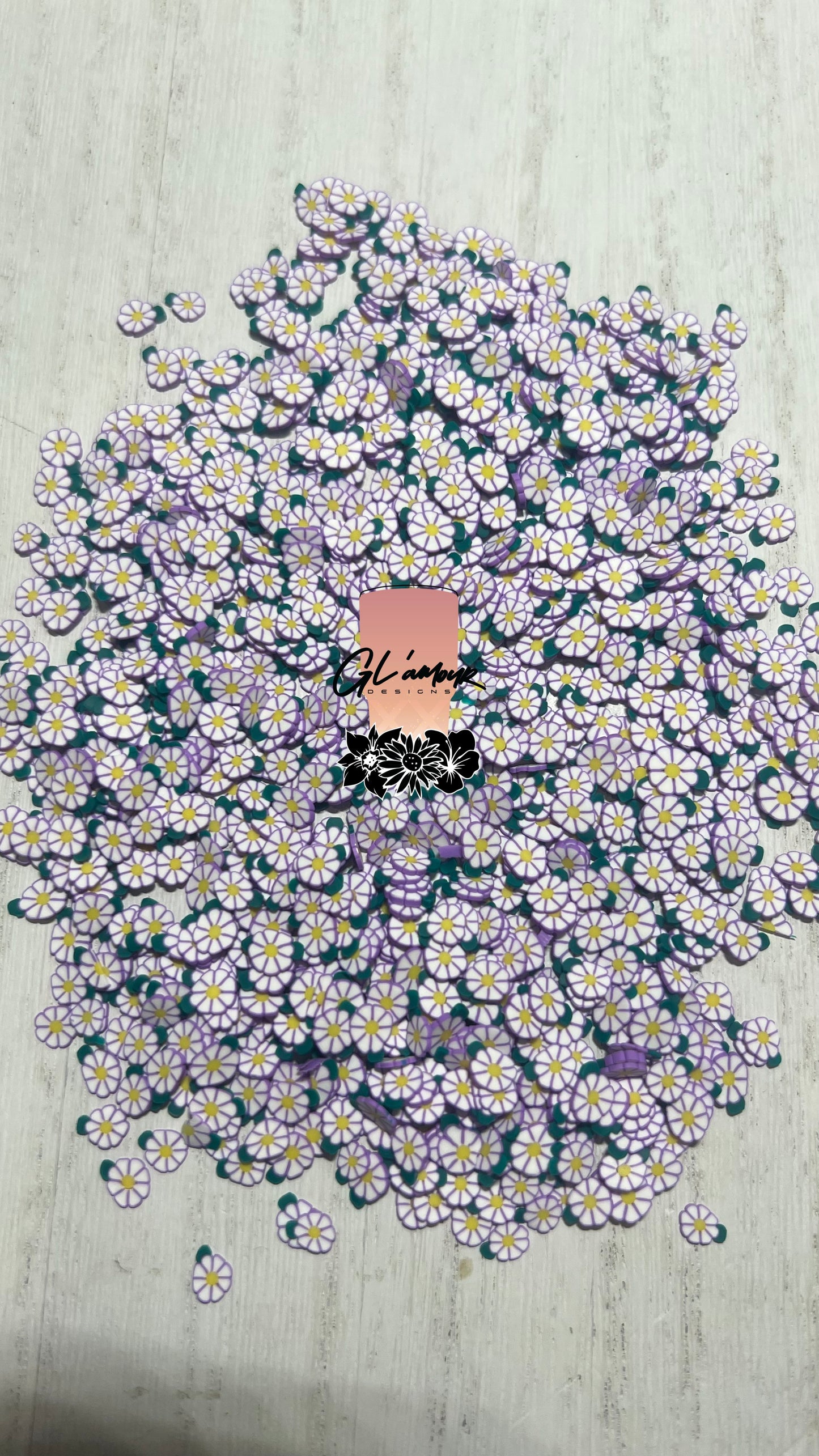 Purple Flower Polymer Slices- 5mm Small