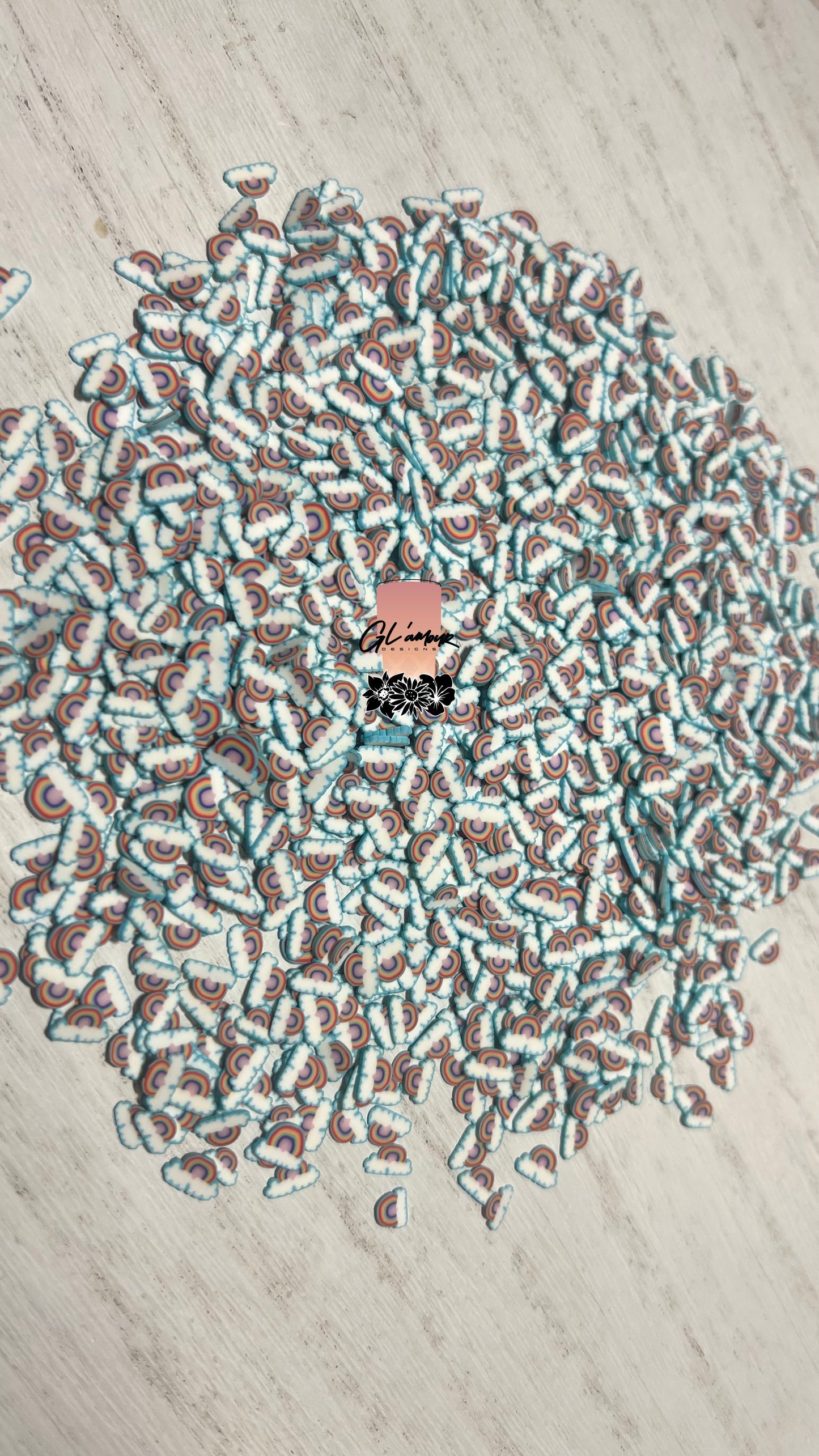 Rainbow over Clouds Polymer Slices- 5mm Small