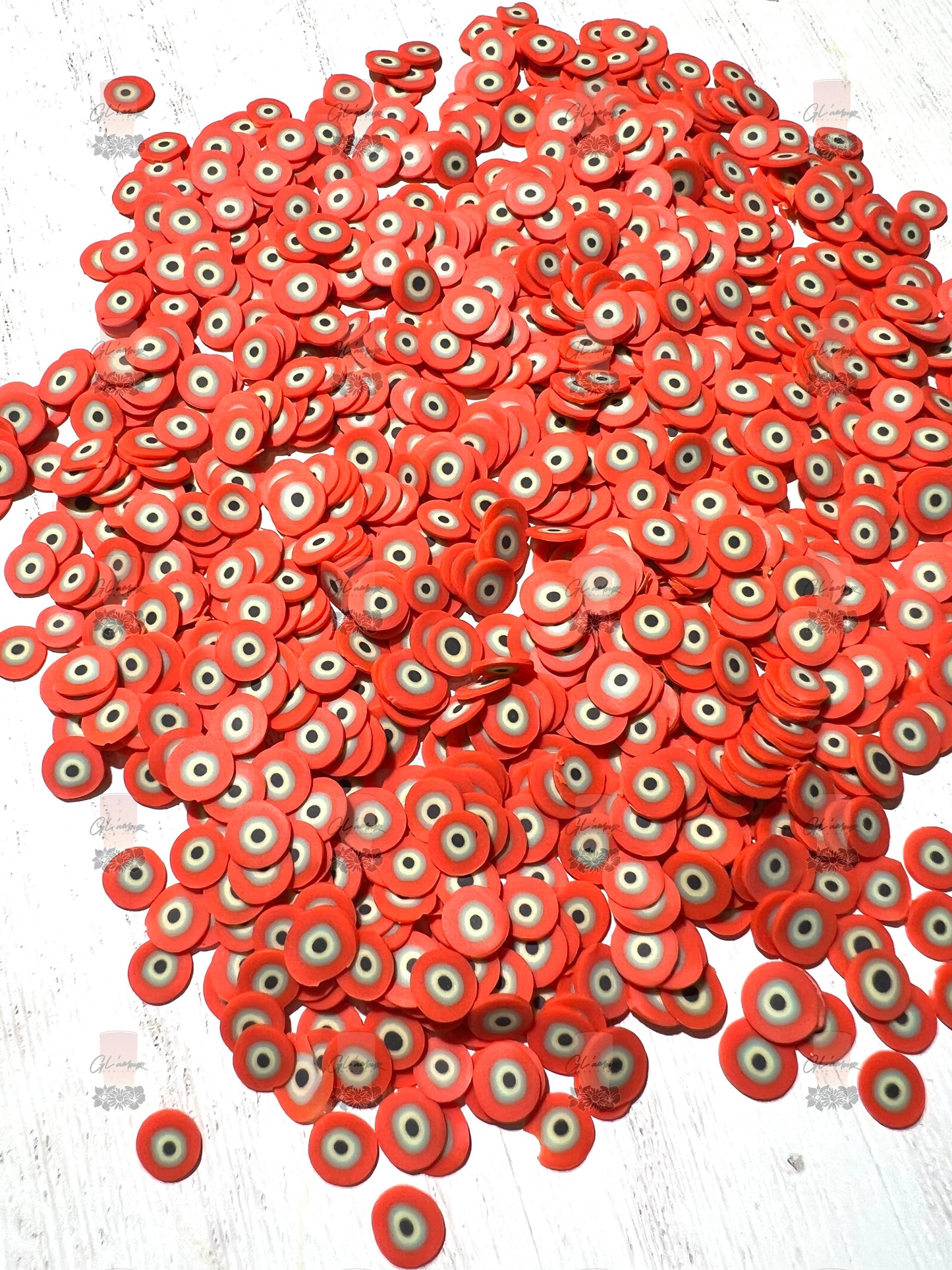 5mm Red-Orange Ojo (Eyeball) Polymer Slices -small