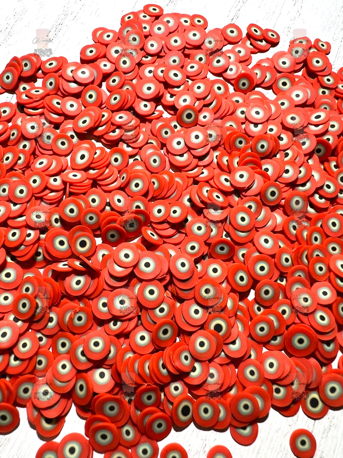 5mm Red-Orange Ojo (Eyeball) Polymer Slices -small