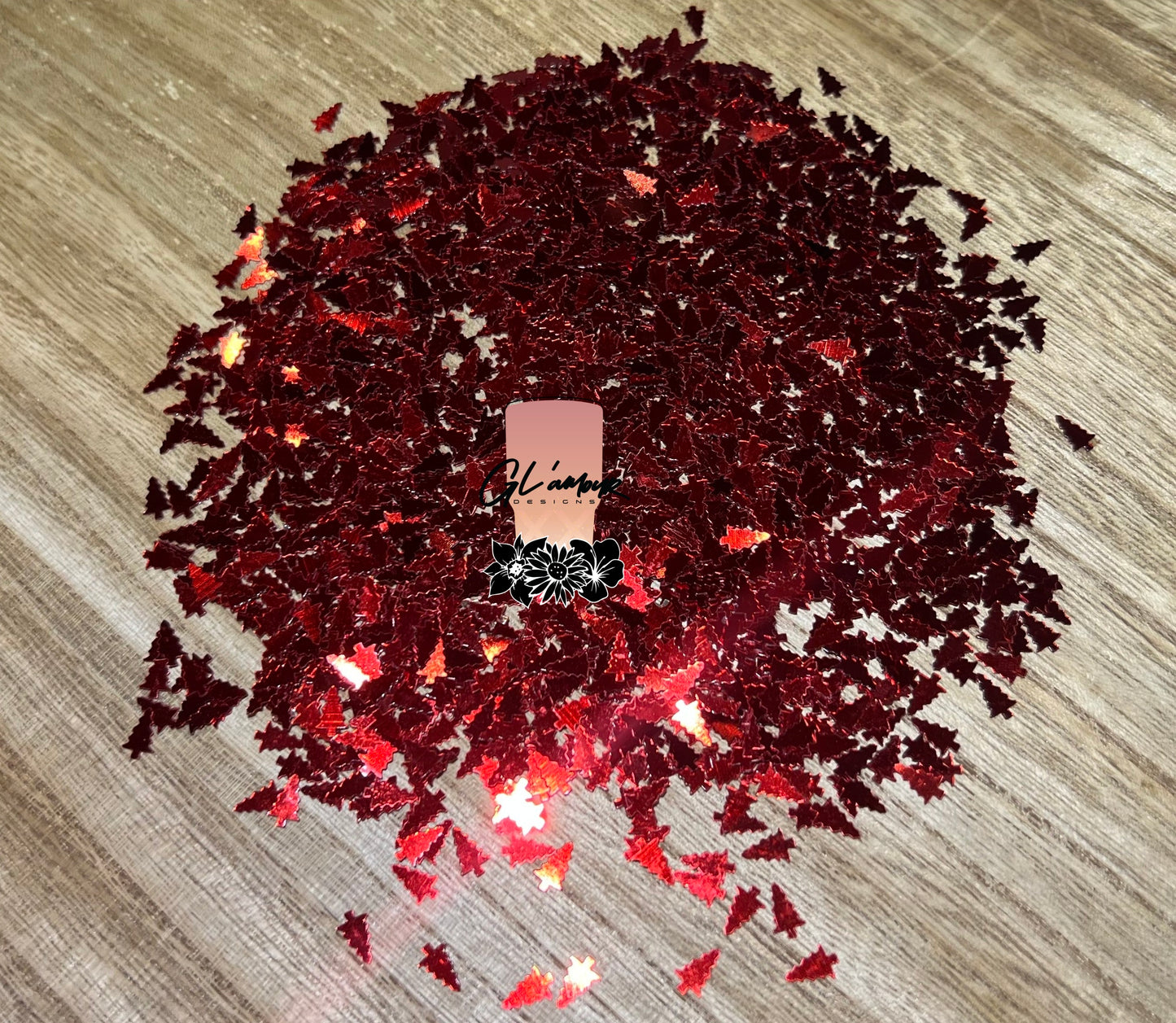 Red Christmas Tree Shape Chunky Glitter