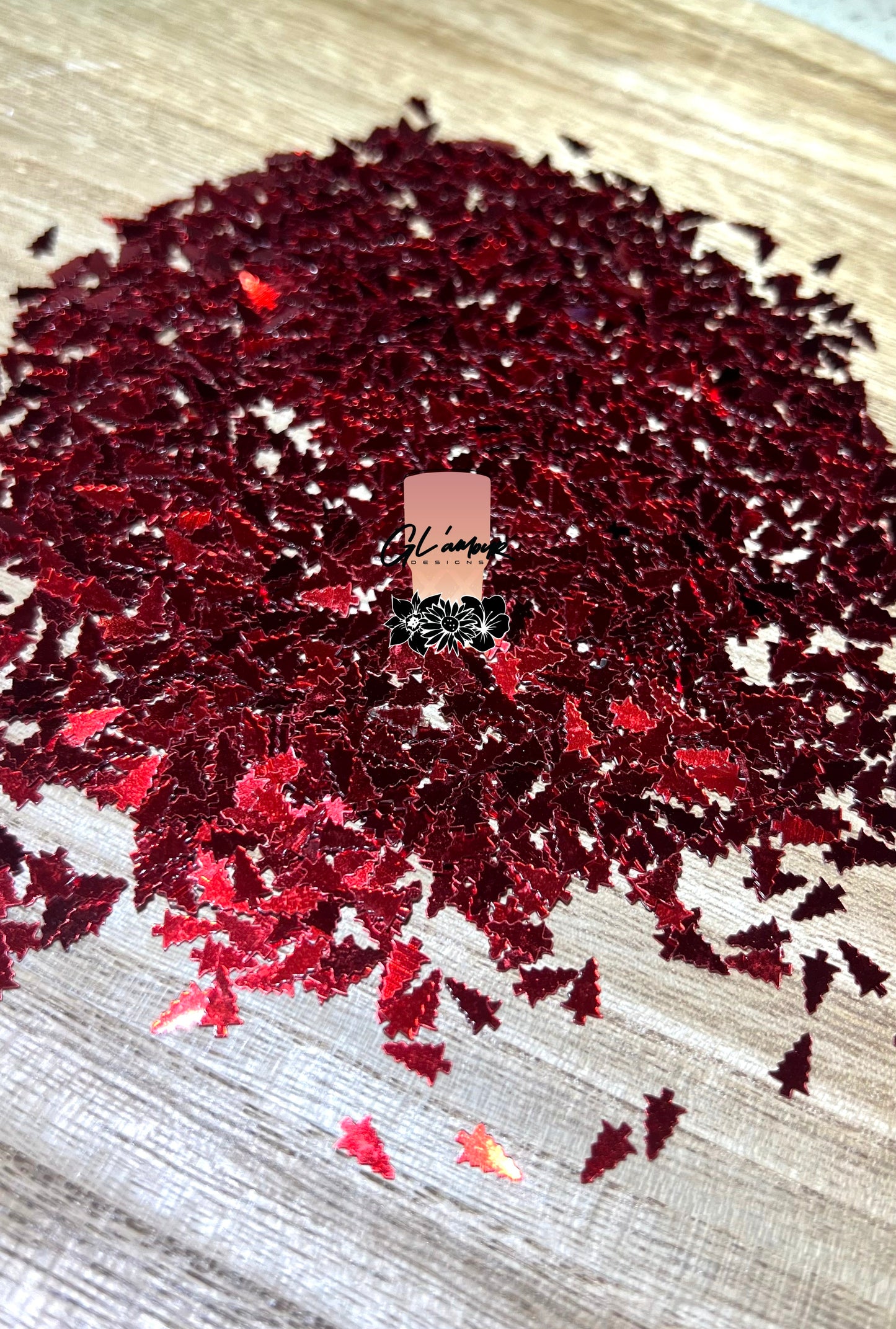 Red Christmas Tree Shape Chunky Glitter