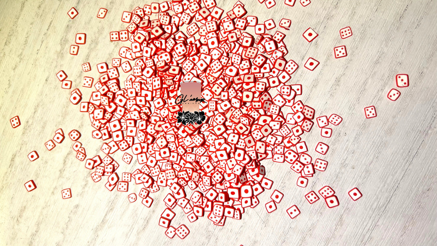 Red Dice Polymer Slices- 5mm Small
