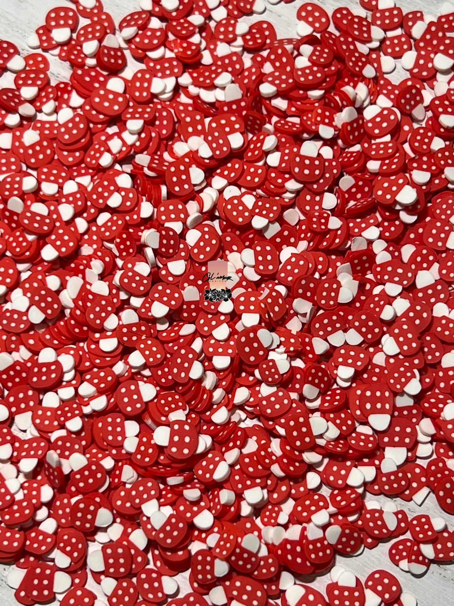 5mm Red Mushroom Polymer Slices -small