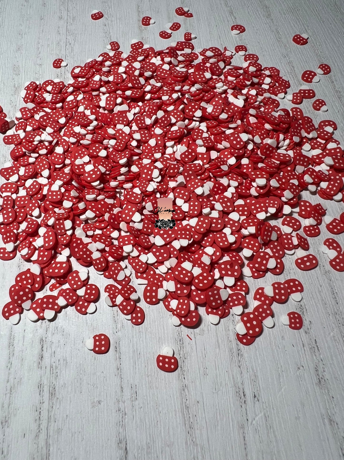 5mm Red Mushroom Polymer Slices -small